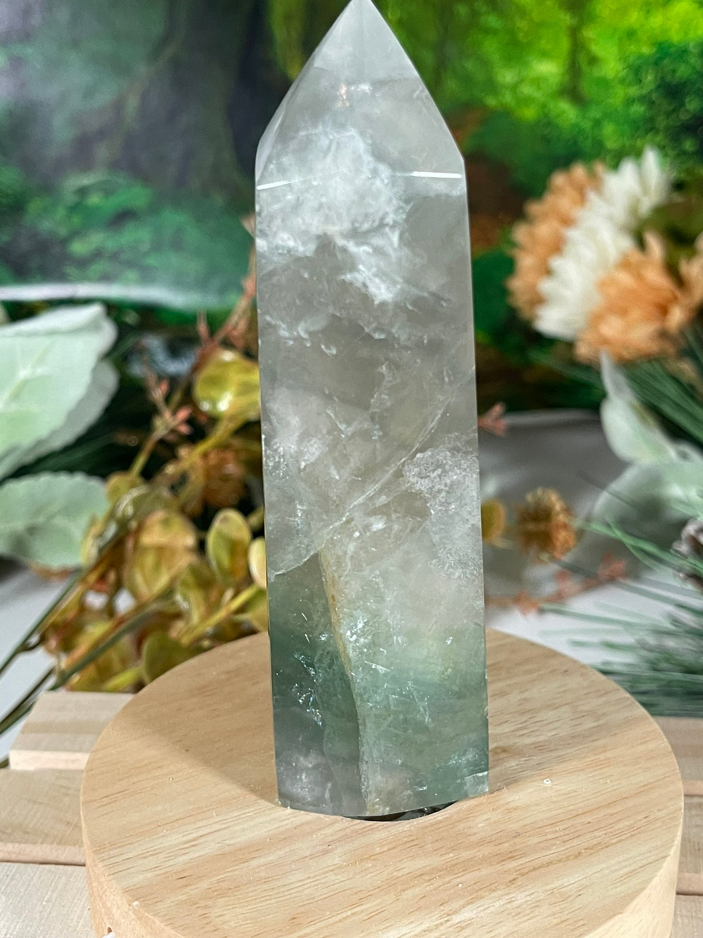 Tower - Rainbow Flourite Natural Stone Quartz Crystal Obelisk Point - 323g