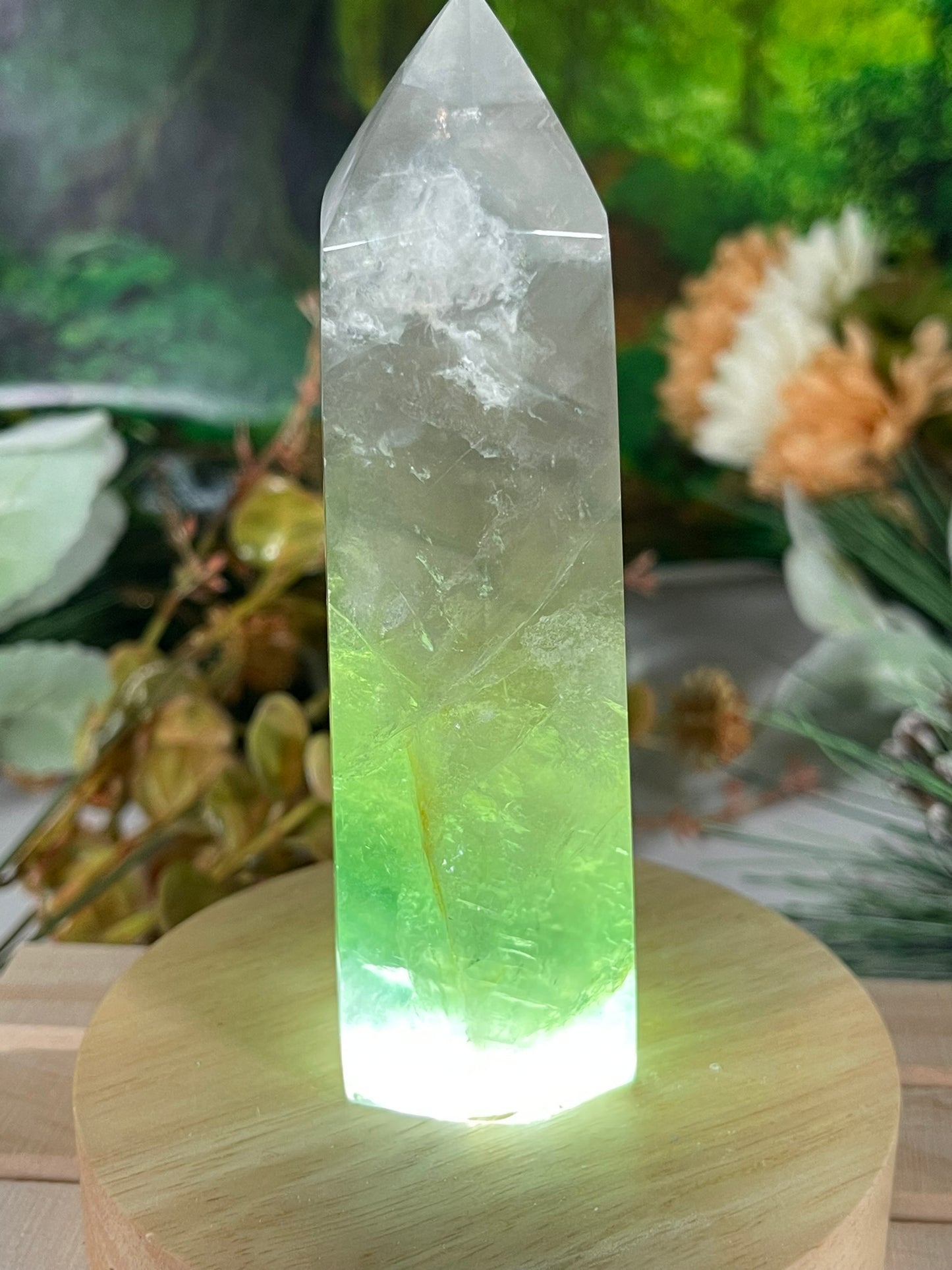 Tower - Rainbow Flourite Natural Stone Quartz Crystal Obelisk Point - 323g