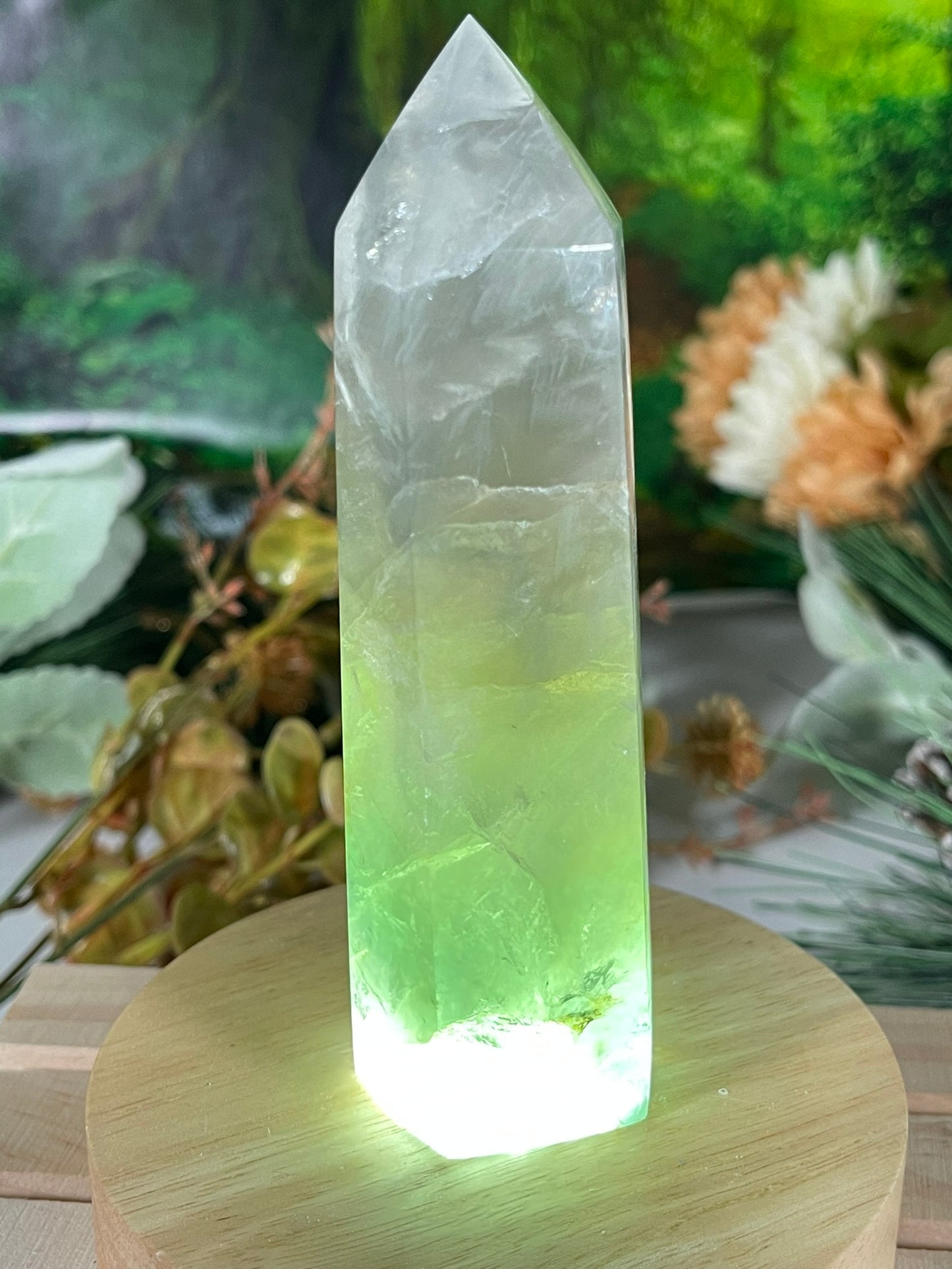 Tower - Rainbow Flourite Natural Stone Quartz Crystal Obelisk Point - 323g