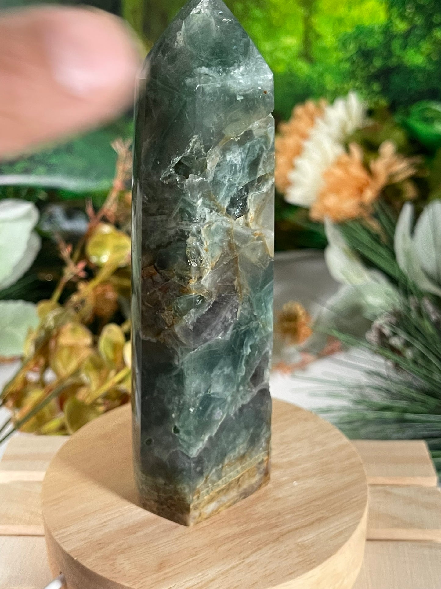 Tower - Rainbow Flourite Natural Stone Quartz Crystal Obelisk Point - 401g