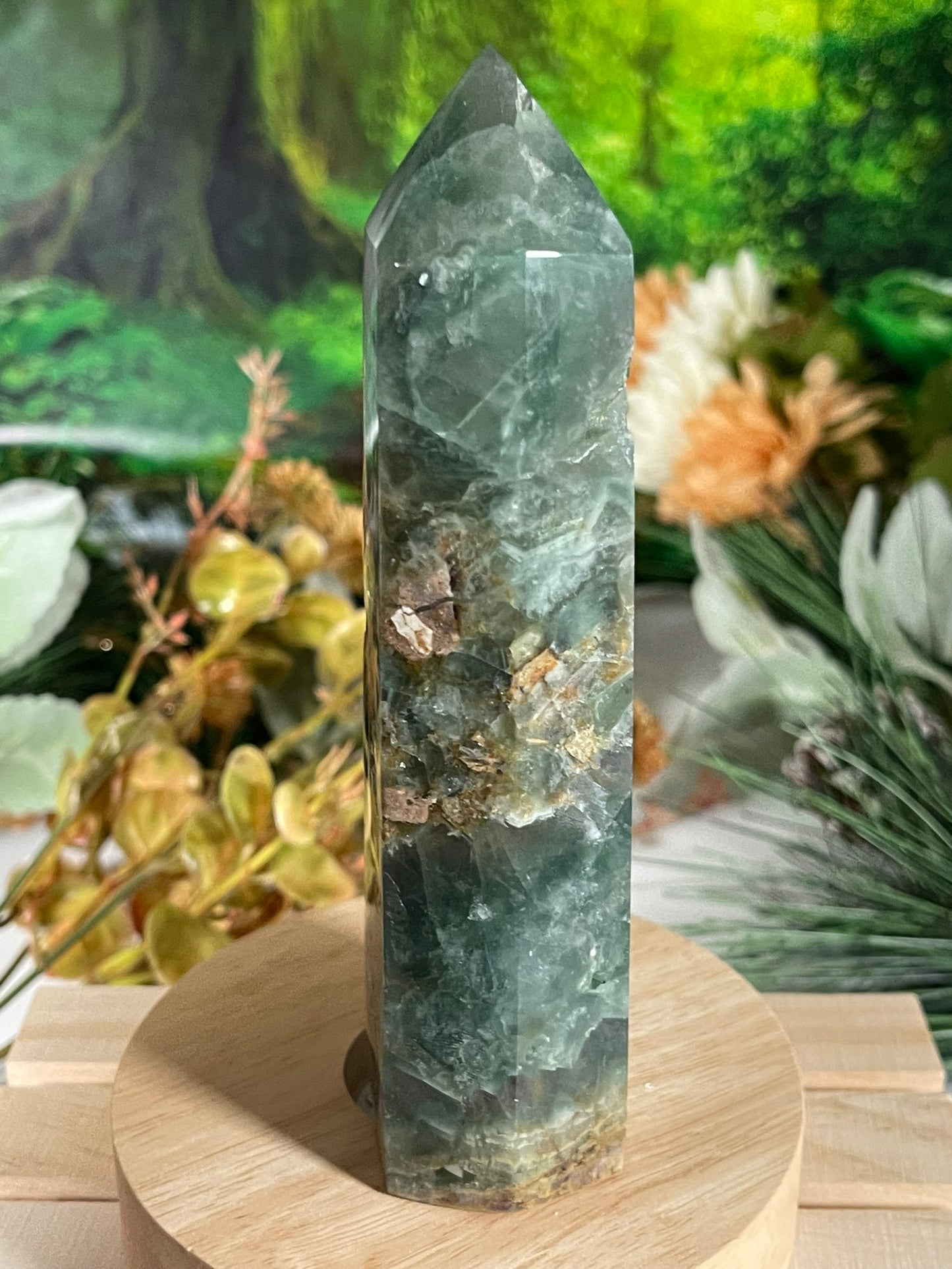 Tower - Rainbow Flourite Natural Stone Quartz Crystal Obelisk Point - 401g