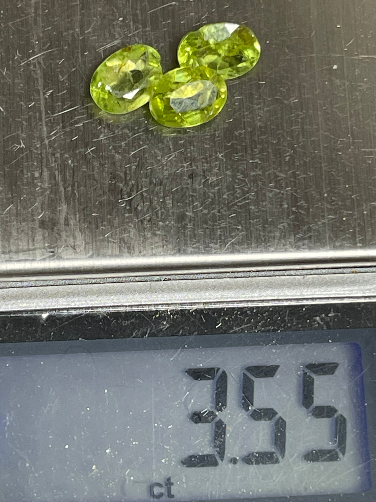 Faceted Peridot - Natural Earth Mined Oval Cut - 3pc - 3.55Ct