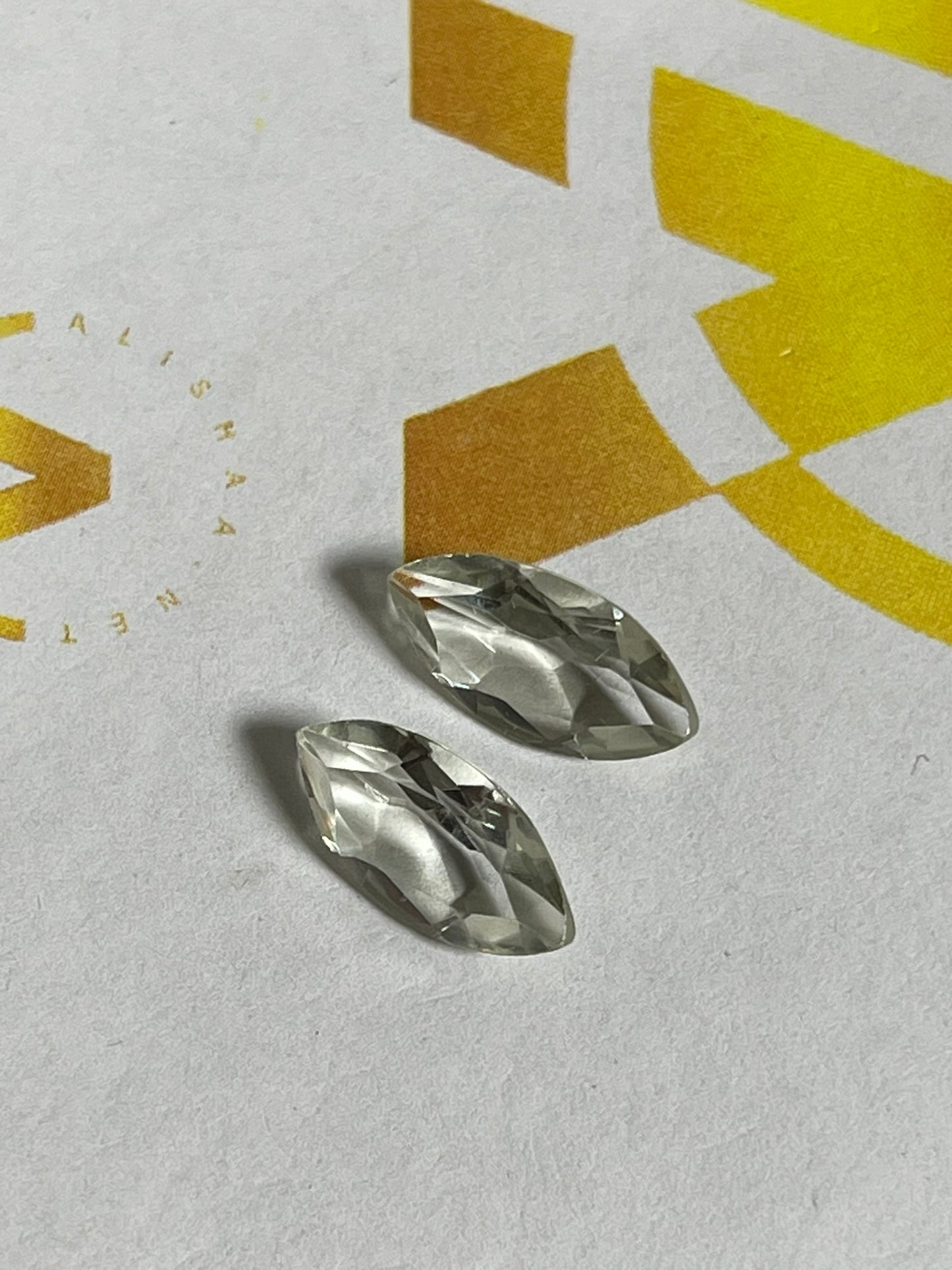 Faceted Topaz - Natural White Clear VVS Marquise Cut - 2pc Stone Set - 5.00Ct TW