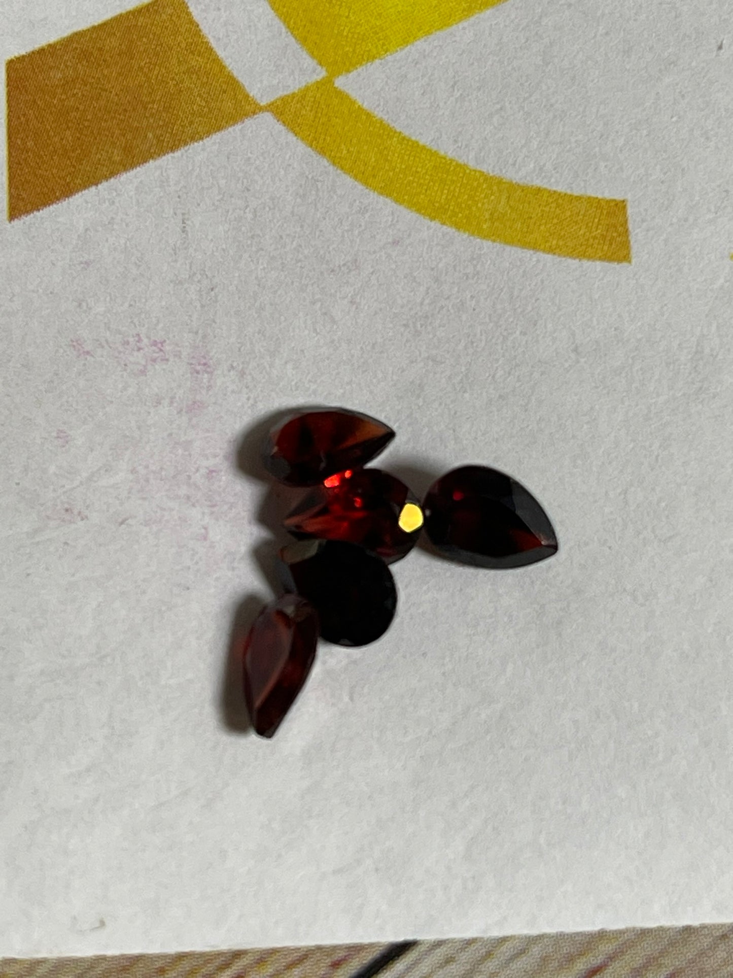 Faceted Red Garnet- Natural Dark Red VVS Pear Cut - 5pc Stone Lot - 3.60Ct TW