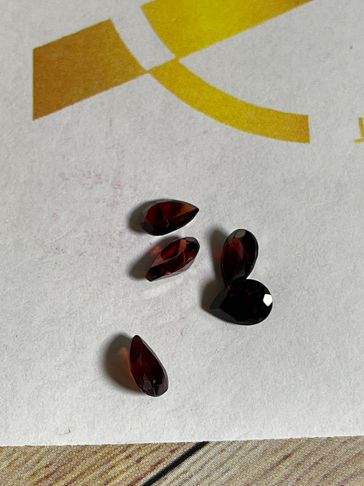 Faceted Red Garnet- Natural Dark Red VVS Pear Cut - 5pc Stone Lot - 3.60Ct TW