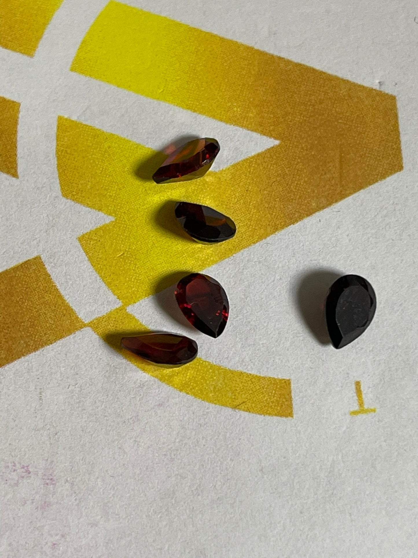 Faceted Red Garnet- Natural Dark Red VVS Pear Cut - 5pc Stone Lot - 3.60Ct TW