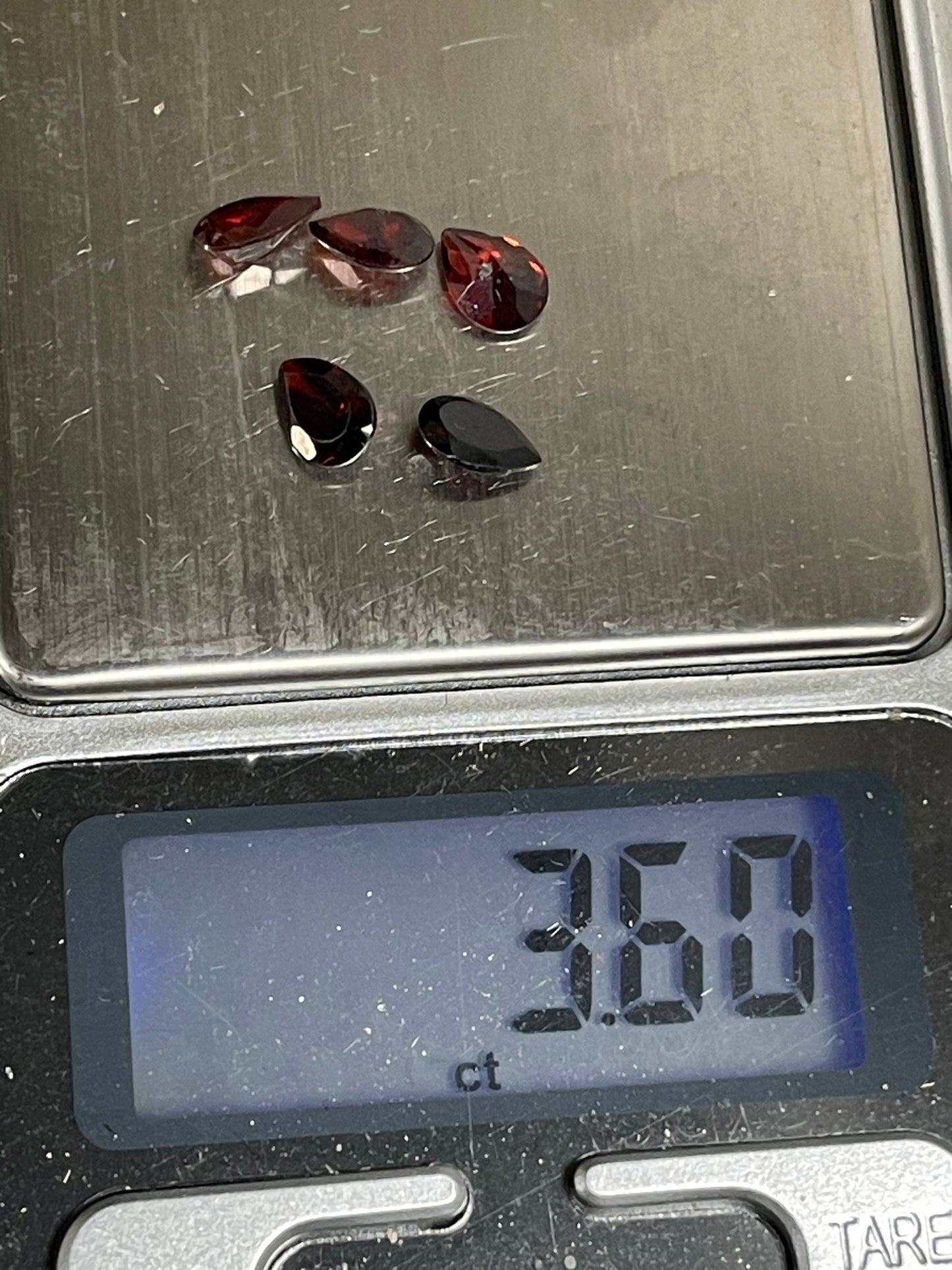 Faceted Red Garnet- Natural Dark Red VVS Pear Cut - 5pc Stone Lot - 3.60Ct TW