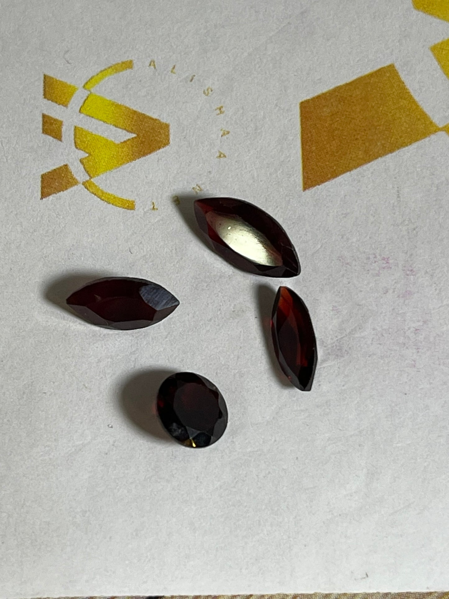 Faceted Red Garnet- Natural Dark Red VVS MIXED - 4pc Stone Set- 5.90Ct TW