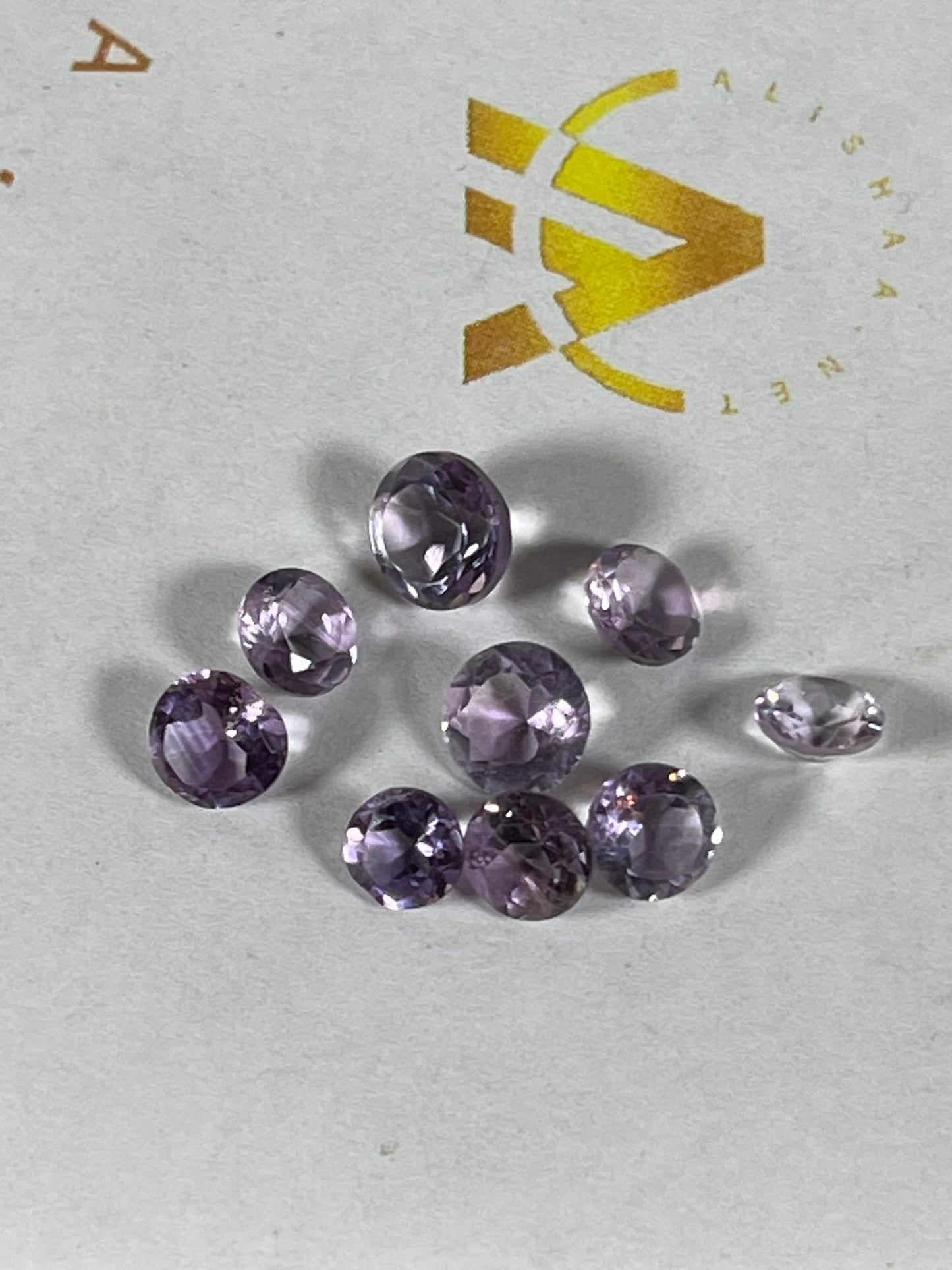 Faceted Amethyst - Natural Purple Round Cut - 9pc Stone Set - 4.45Ct TW