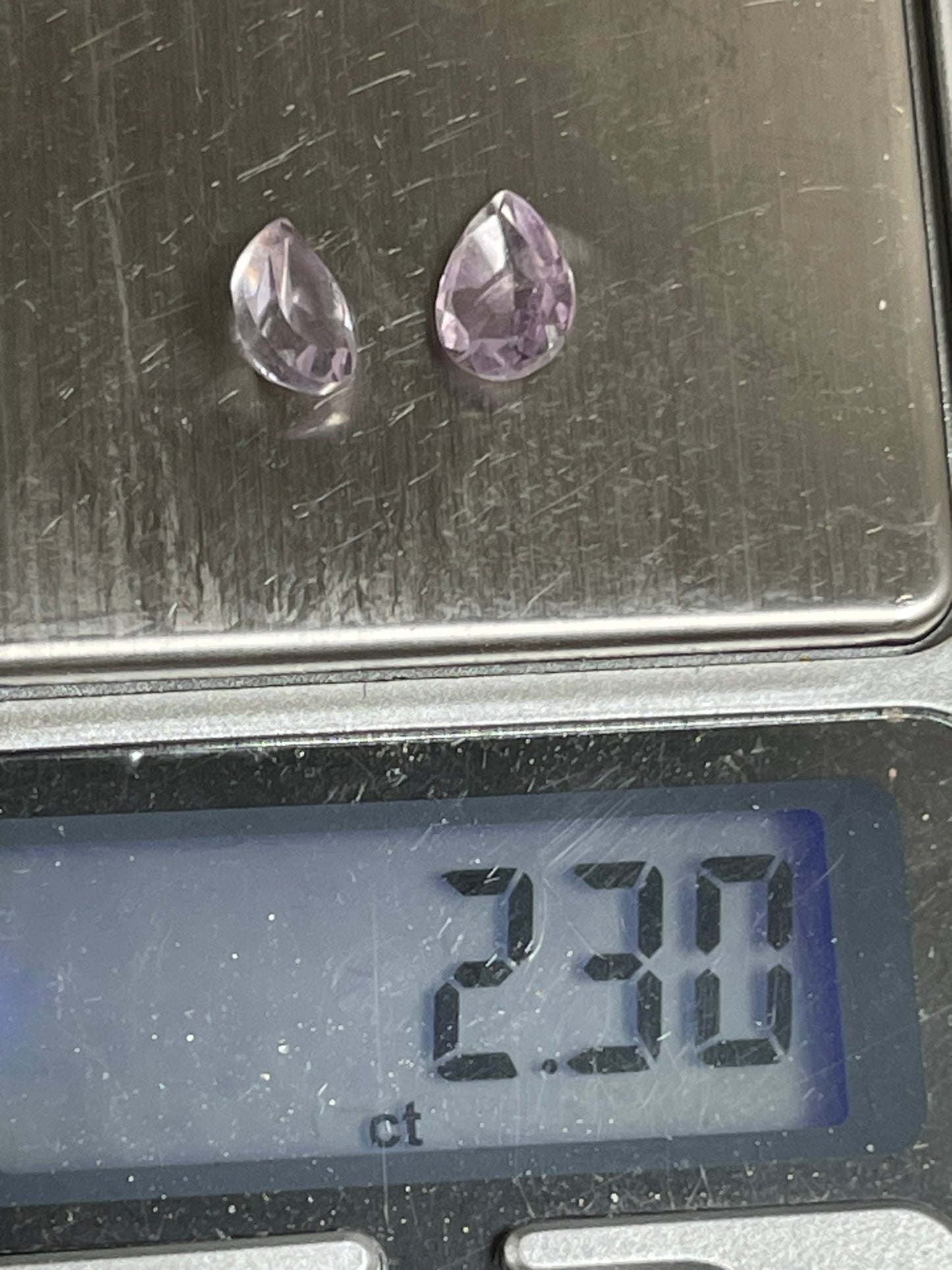 Faceted Amethyst - Natural Purple Pear Cut - 2pc Stone Set - 2.30Ct TW