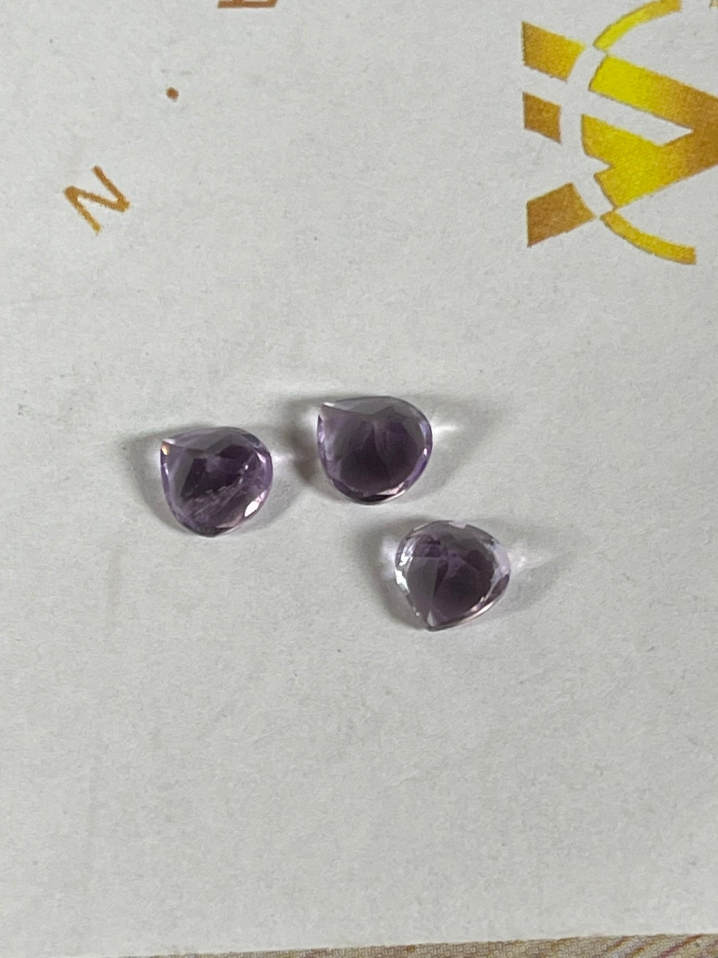 Faceted Amethyst - Natural Purple Pear Cut - 3pc Stone Set - 2.30Ct TW