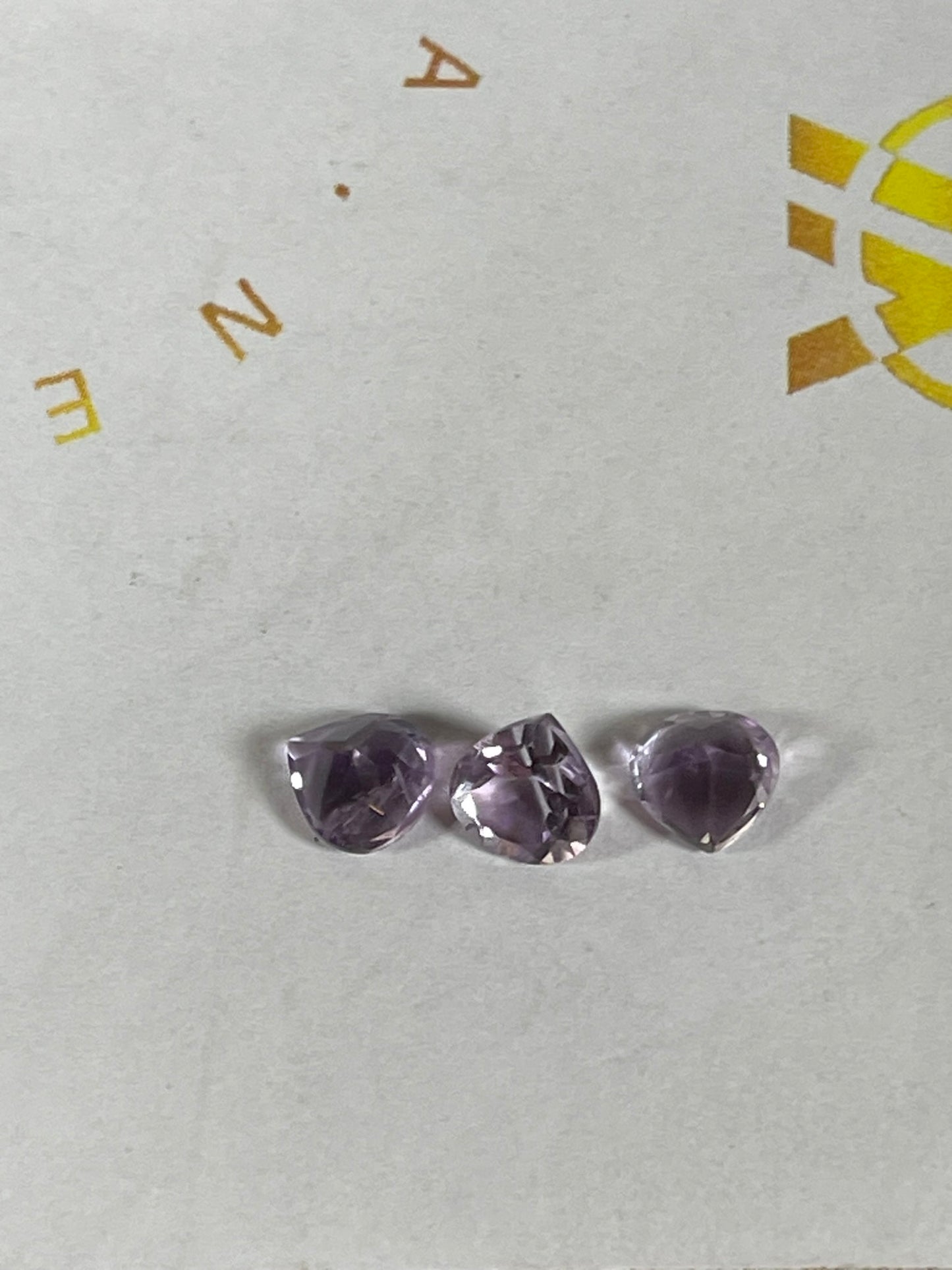 Faceted Amethyst - Natural Purple Pear Cut - 3pc Stone Set - 2.30Ct TW