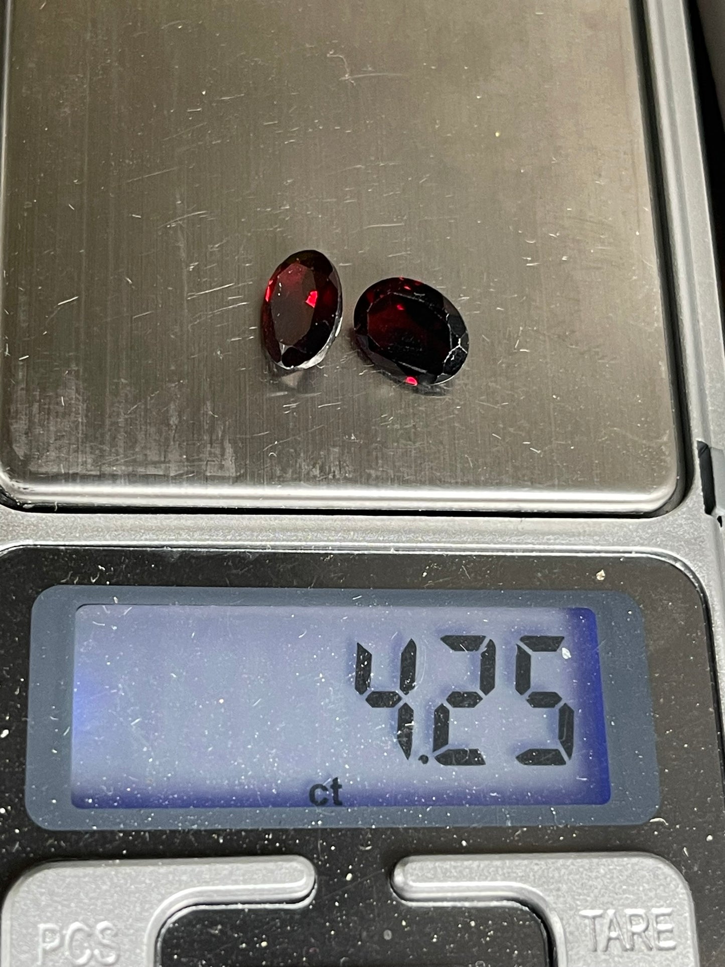 Faceted Red Garnet- Natural Dark Red VVS Oval Cut - 2pc Stone Lot - 4.25Ct TW