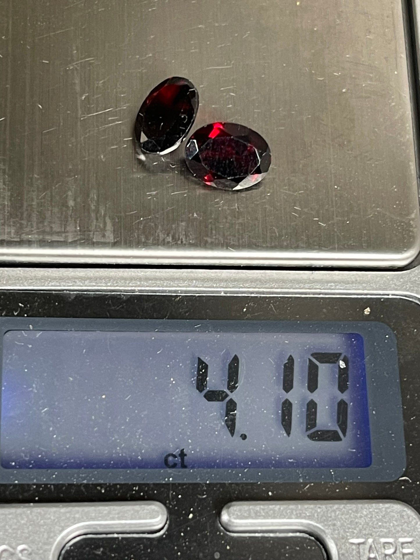 Faceted Red Garnet- Natural Dark Red VVS Oval Cut - 2pc Stone Lot - 4.10Ct TW