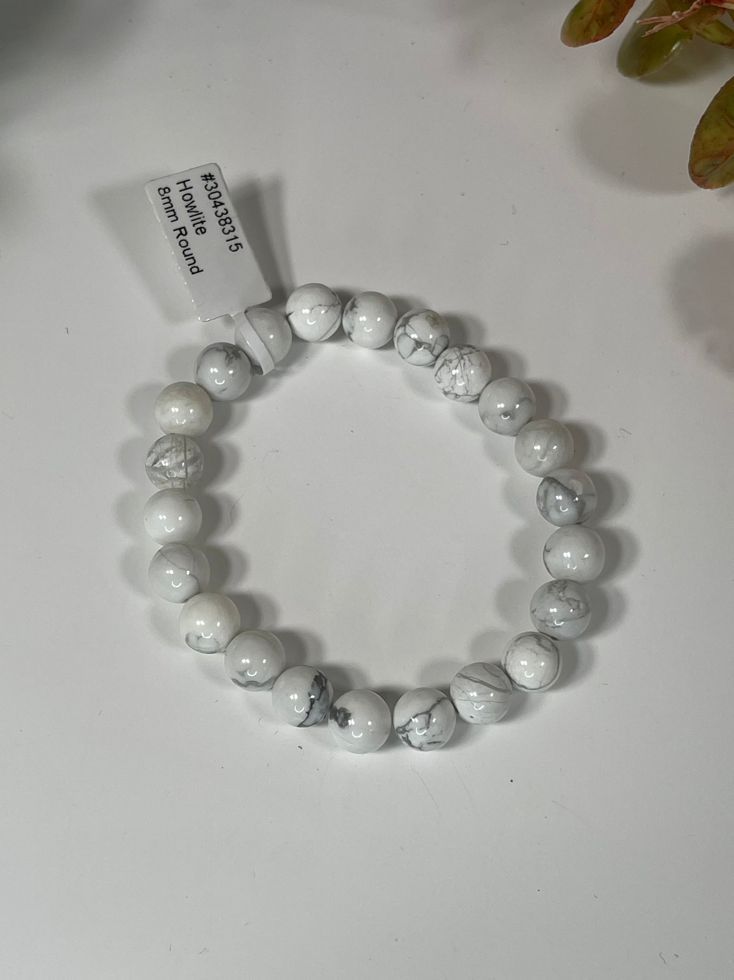 Bracelet - Natural Stone White Howlite 8mm Round Bracelet