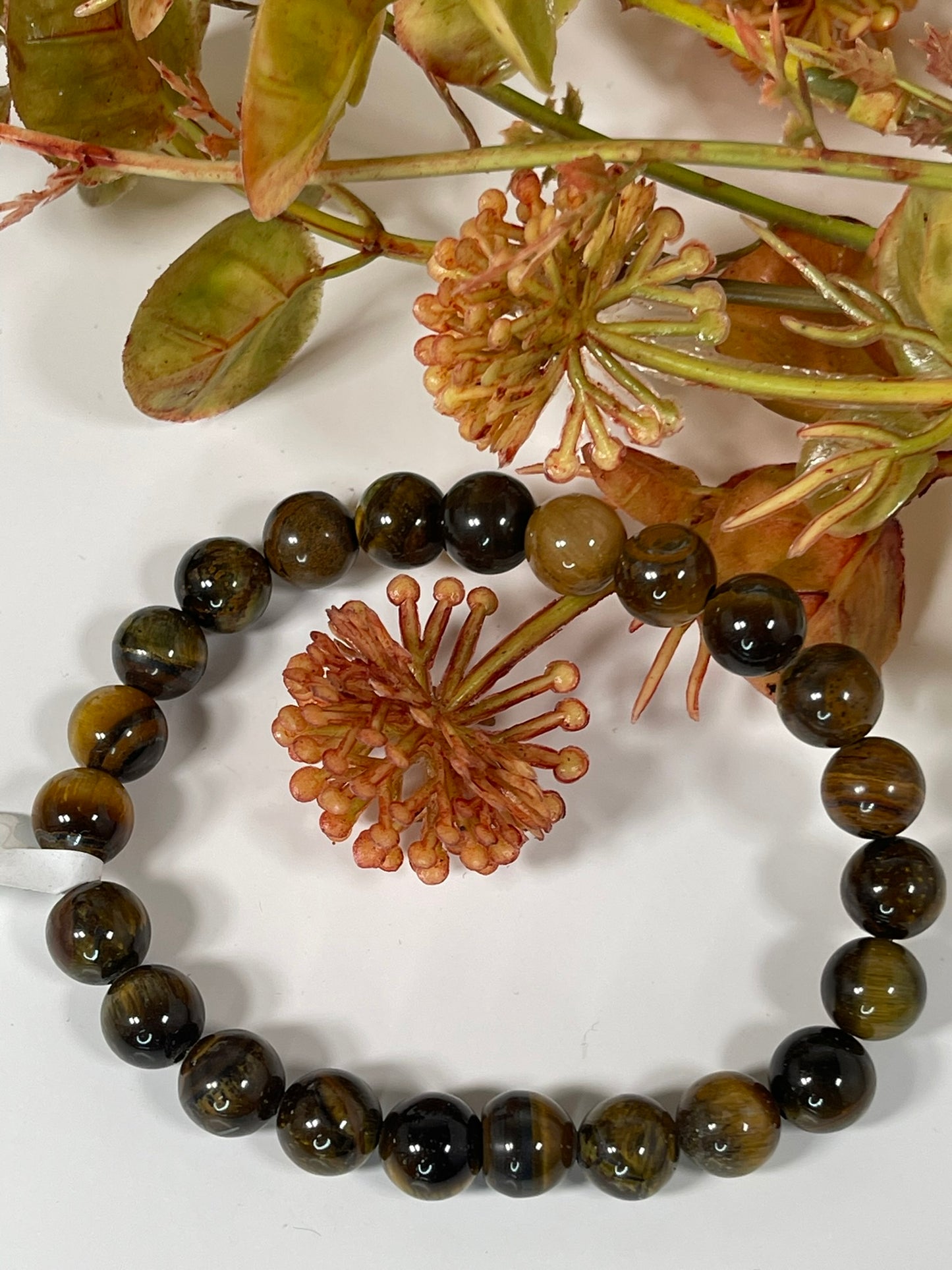 Bracelet - Natural Stone Yellow Tiger Eye 8mm Round Bracelet