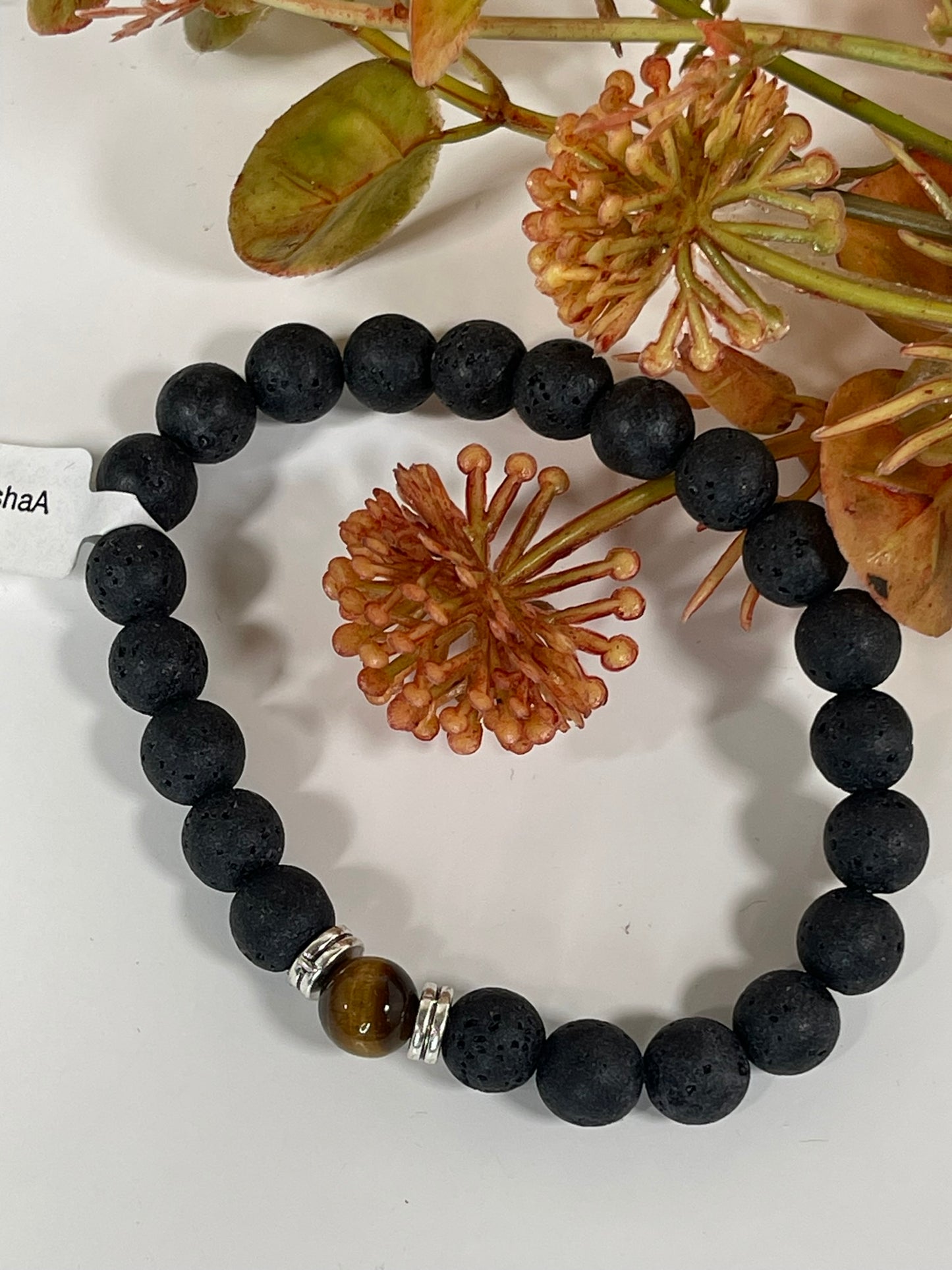 Bracelet - Natural Stone Crystal - Lava Stone  - 8mm Round Bracelet