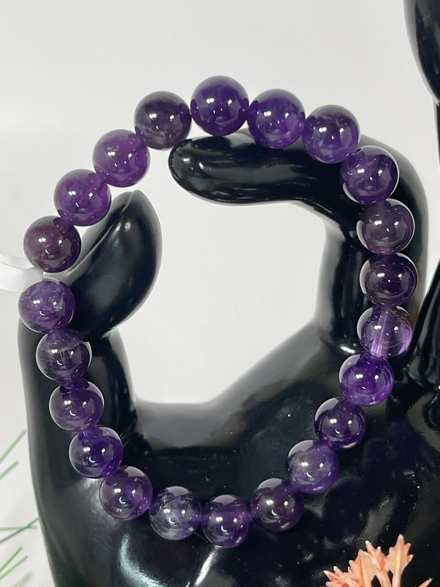 Bracelet - Natural Stone - Purple Striped Agate - 8mm Round Bracelet