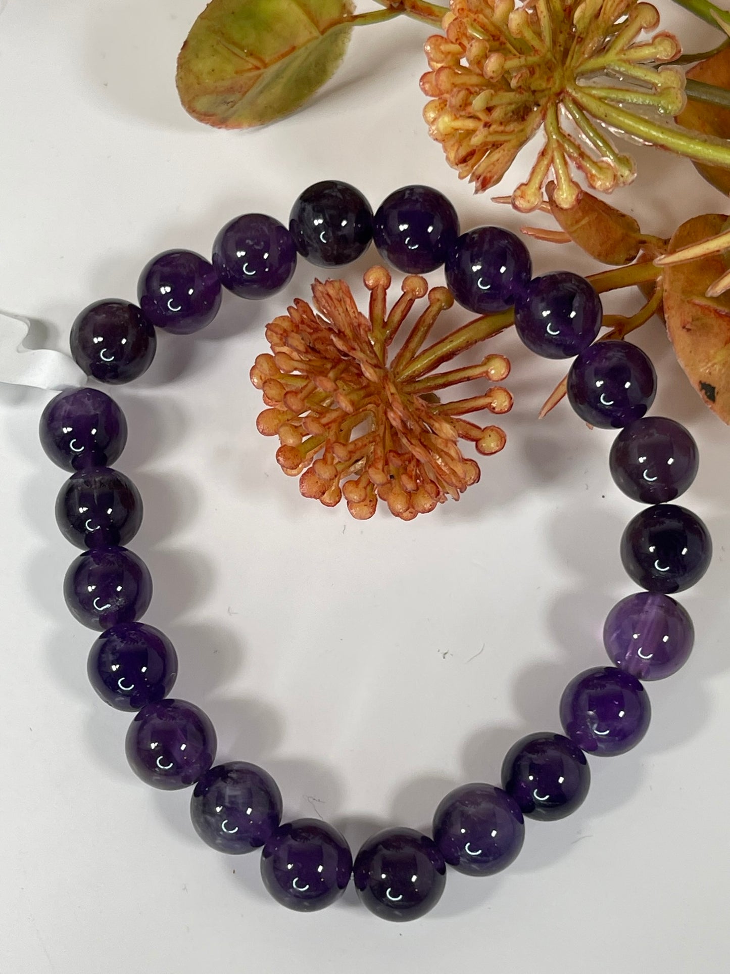 Bracelet - Natural Stone - Purple Striped Agate - 8mm Round Bracelet