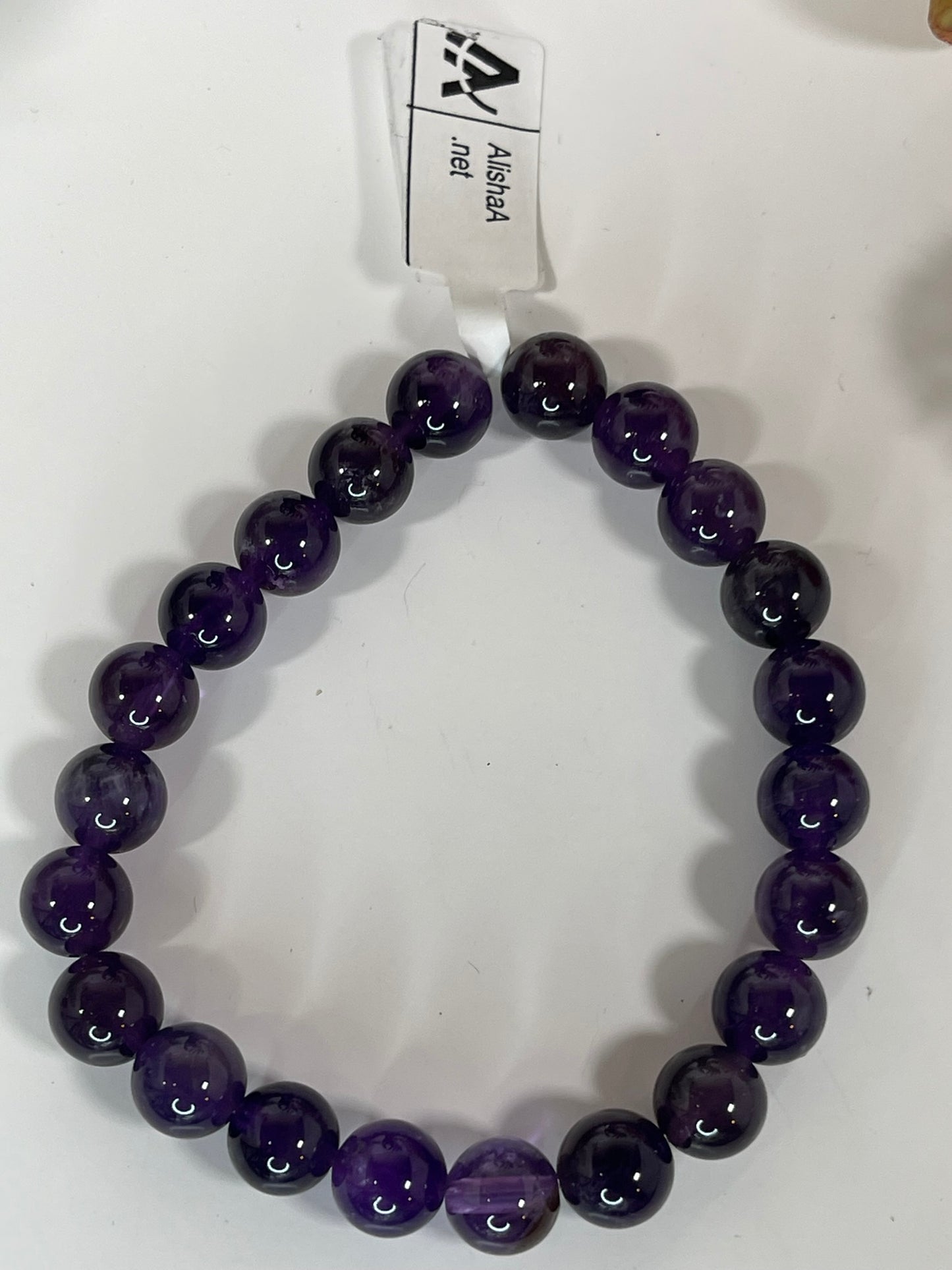 Bracelet - Natural Stone - Purple Striped Agate - 8mm Round Bracelet