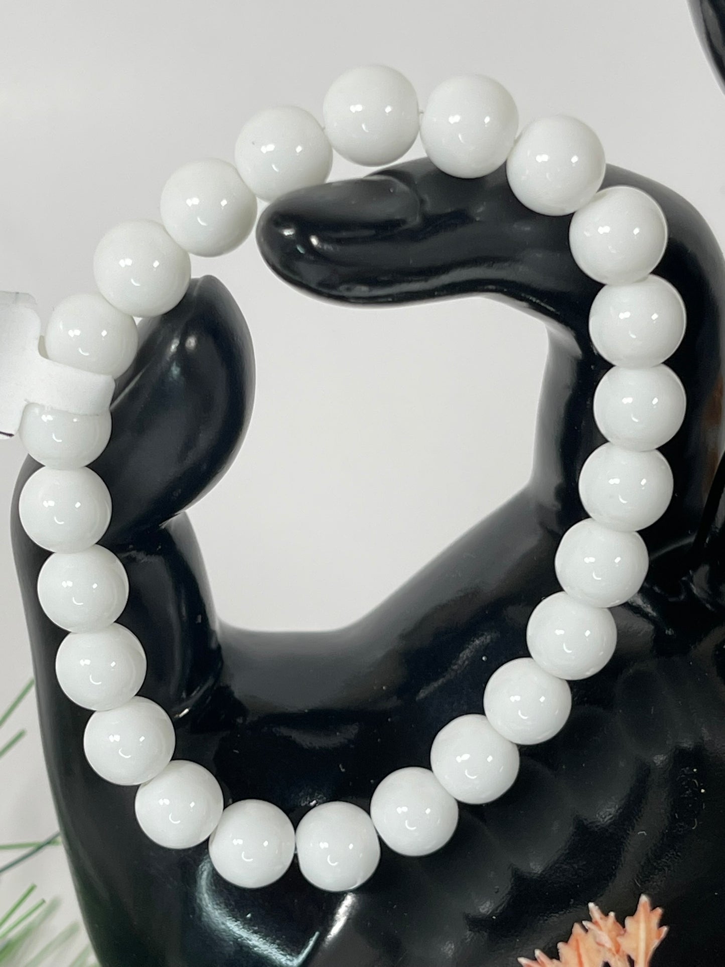 Bracelet - Natural Stone White Porcelain 8mm Round Bracelet