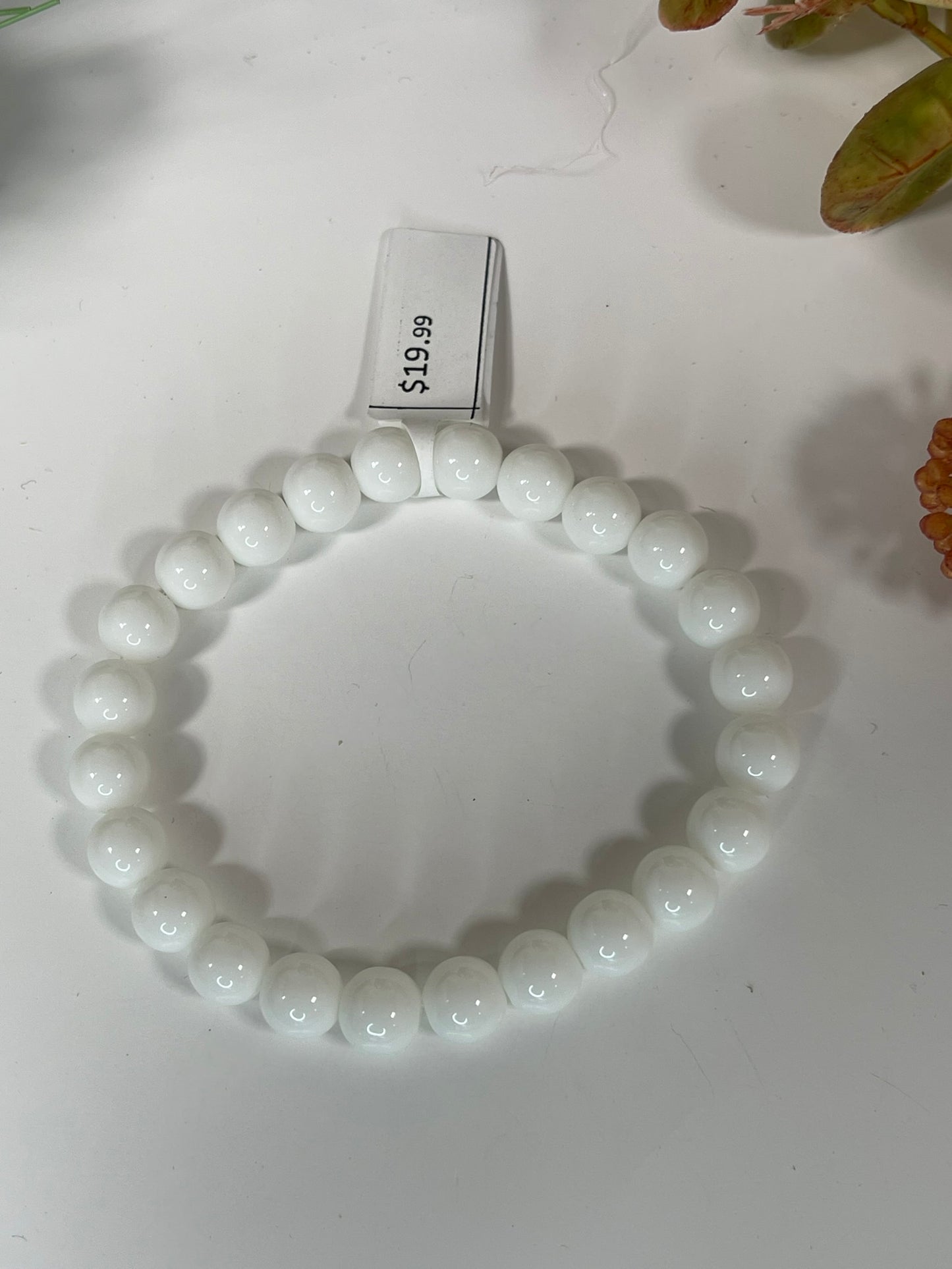 Bracelet - Natural Stone White Porcelain 8mm Round Bracelet