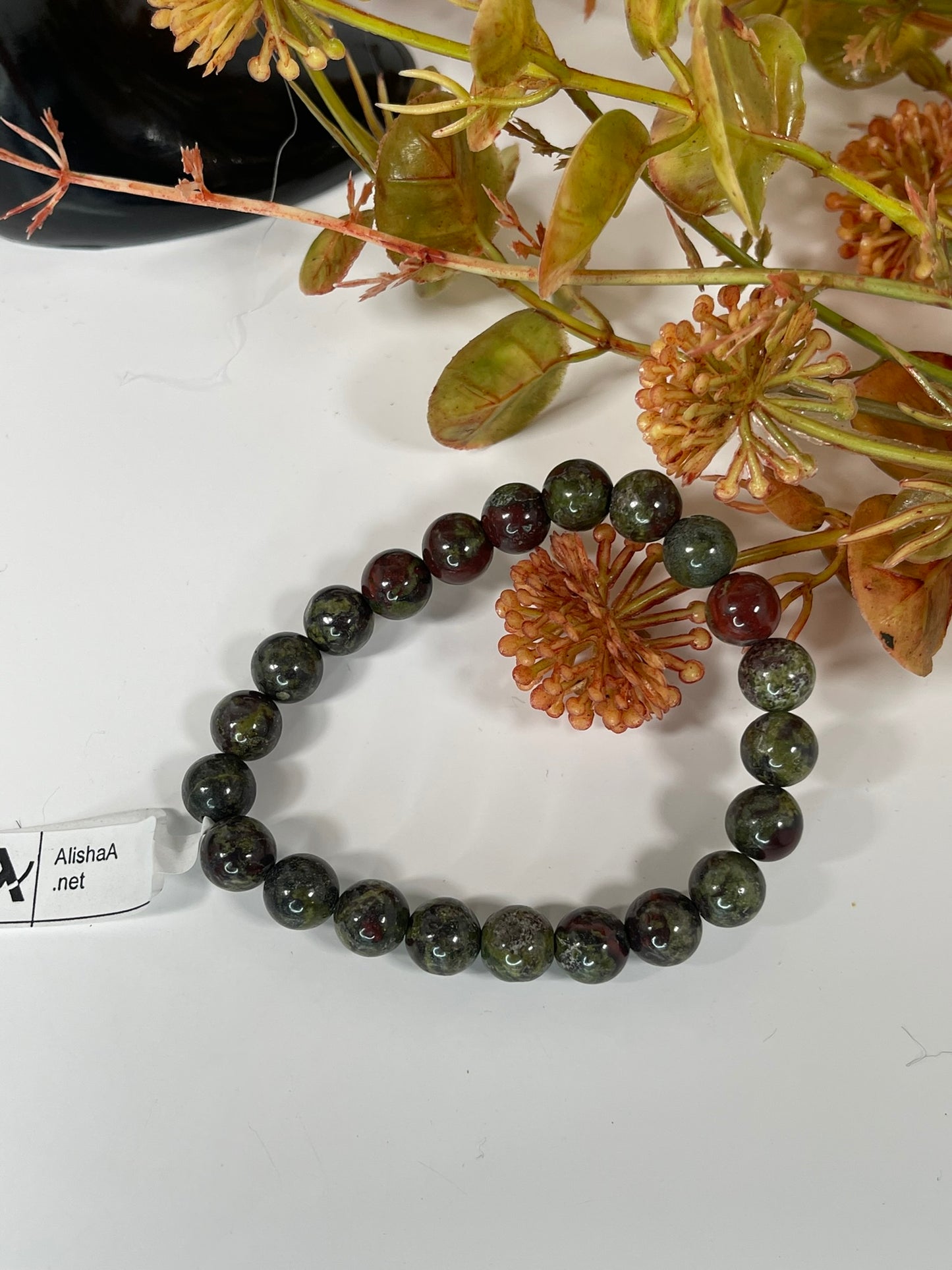 Bracelet - Natural Stone Crystal - Dragon Blood - 8mm Round Bracelet