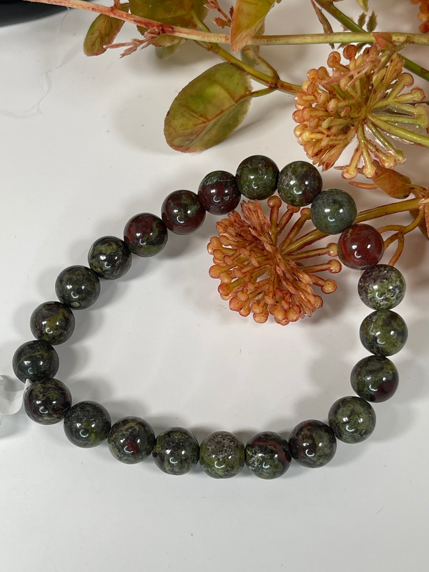 Bracelet - Natural Stone Crystal - Dragon Blood - 8mm Round Bracelet