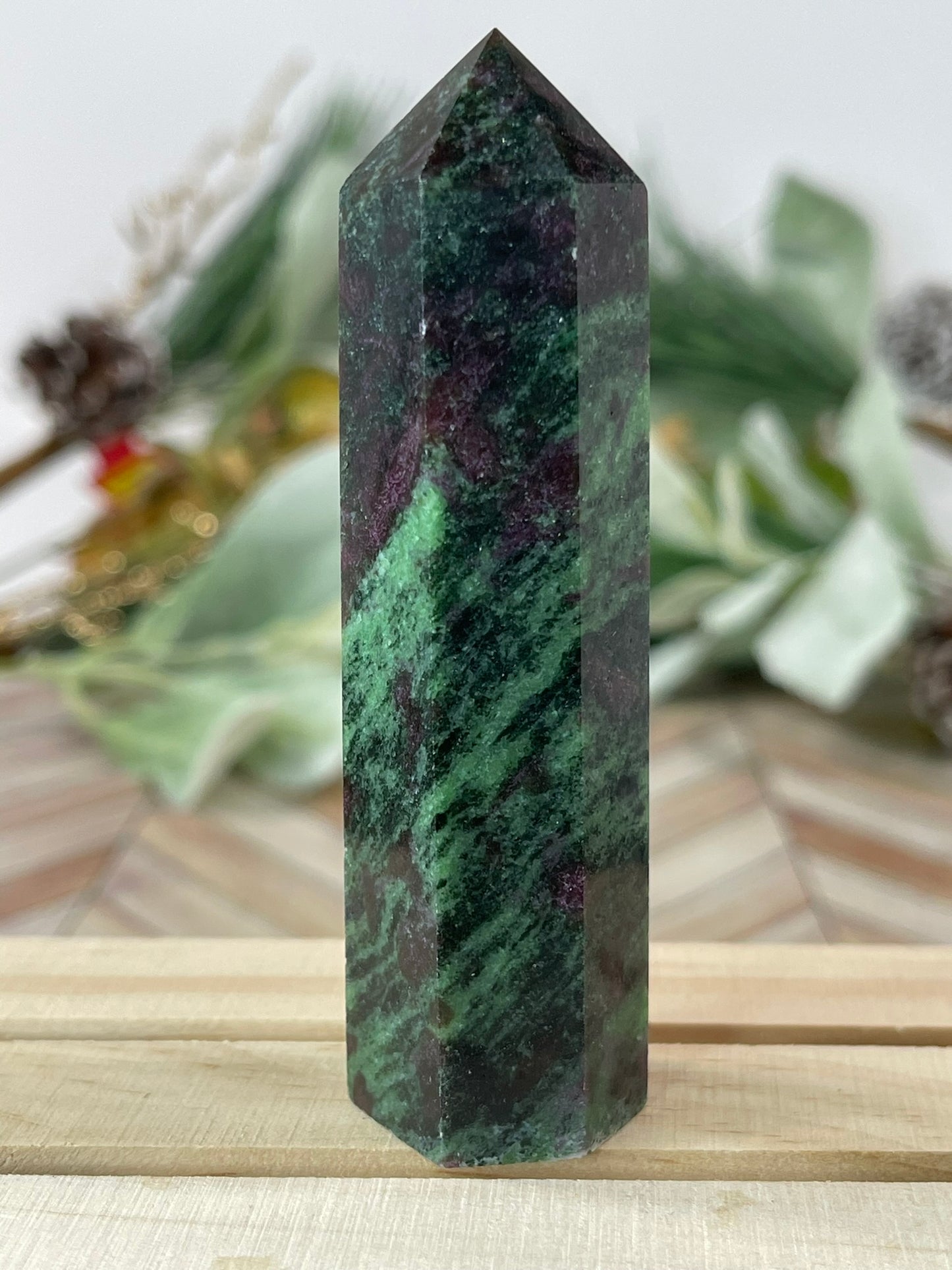 Tower - Rub Zoisite Jasper Natural Stone Crystal Obelisk Point - 104g