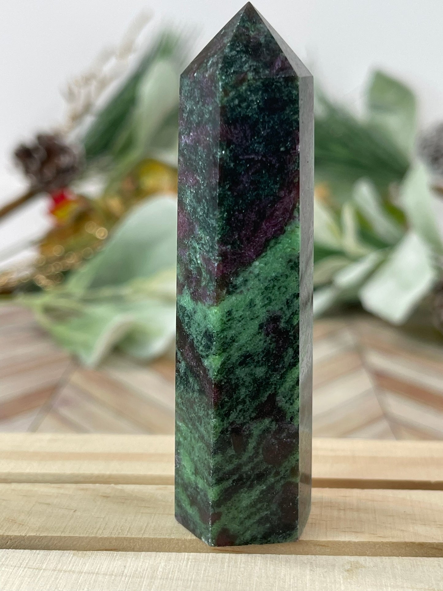 Tower - Rub Zoisite Jasper Natural Stone Crystal Obelisk Point - 104g