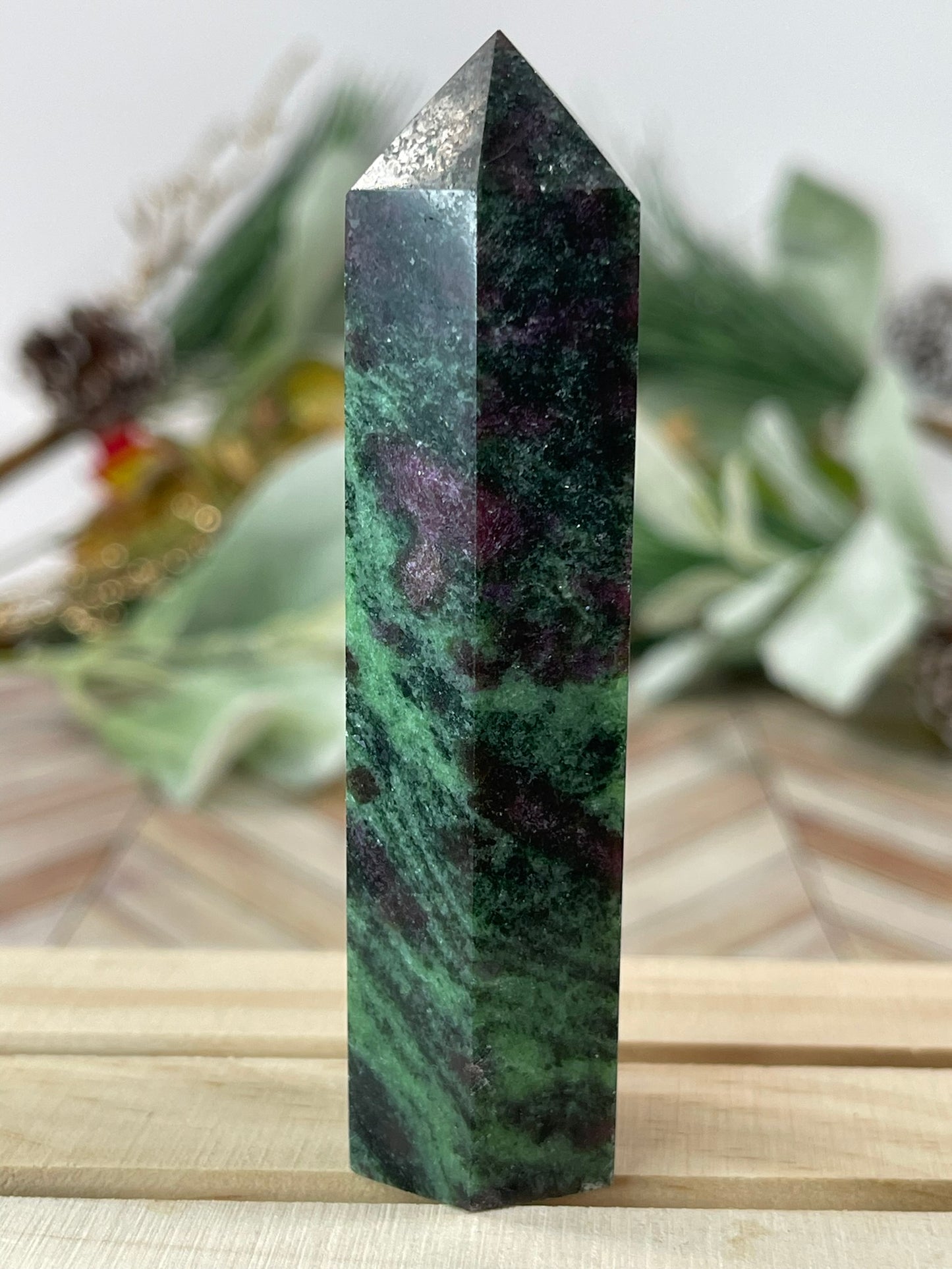 Tower - Rub Zoisite Jasper Natural Stone Crystal Obelisk Point - 104g