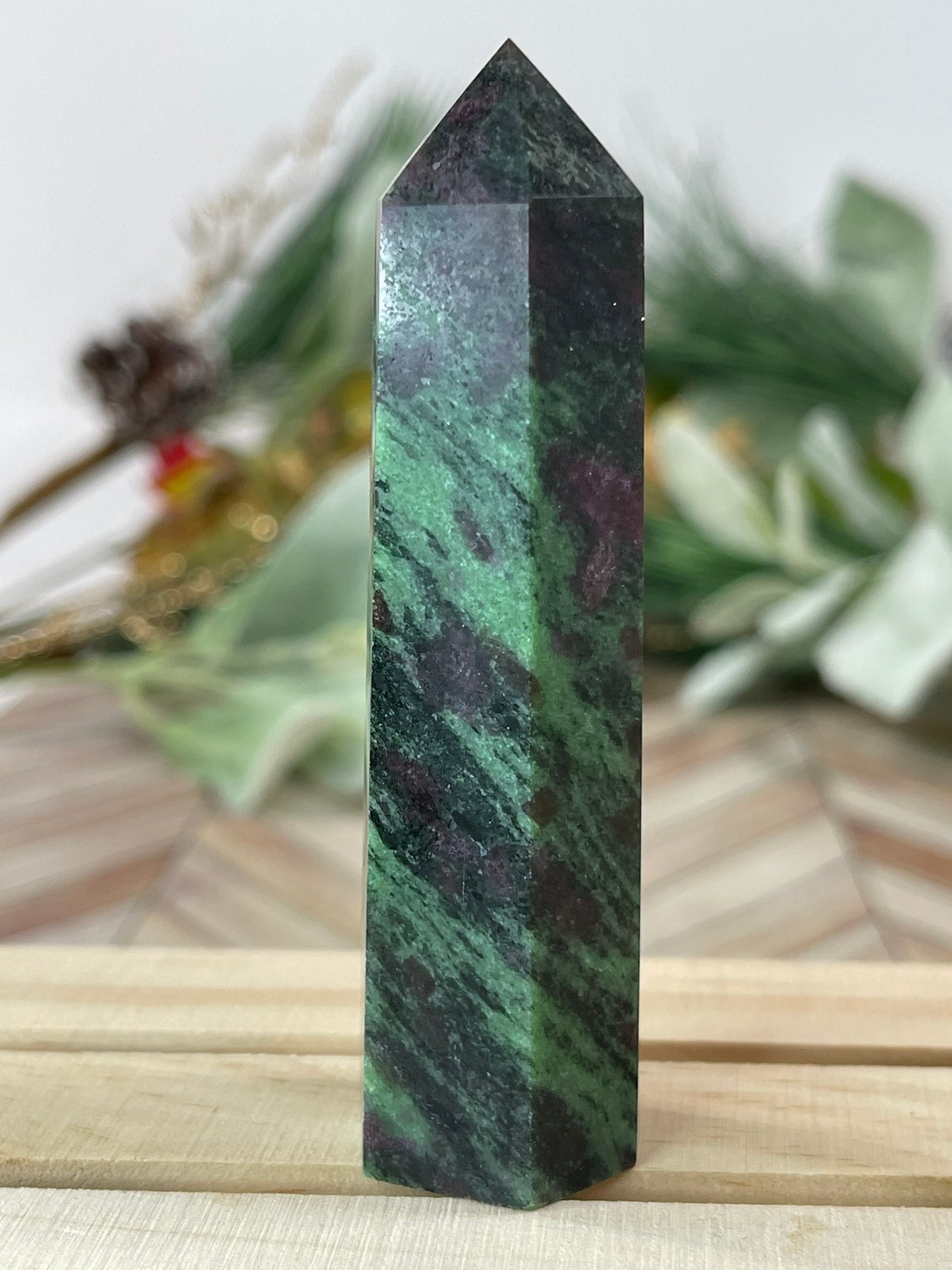 Tower - Rub Zoisite Jasper Natural Stone Crystal Obelisk Point - 104g