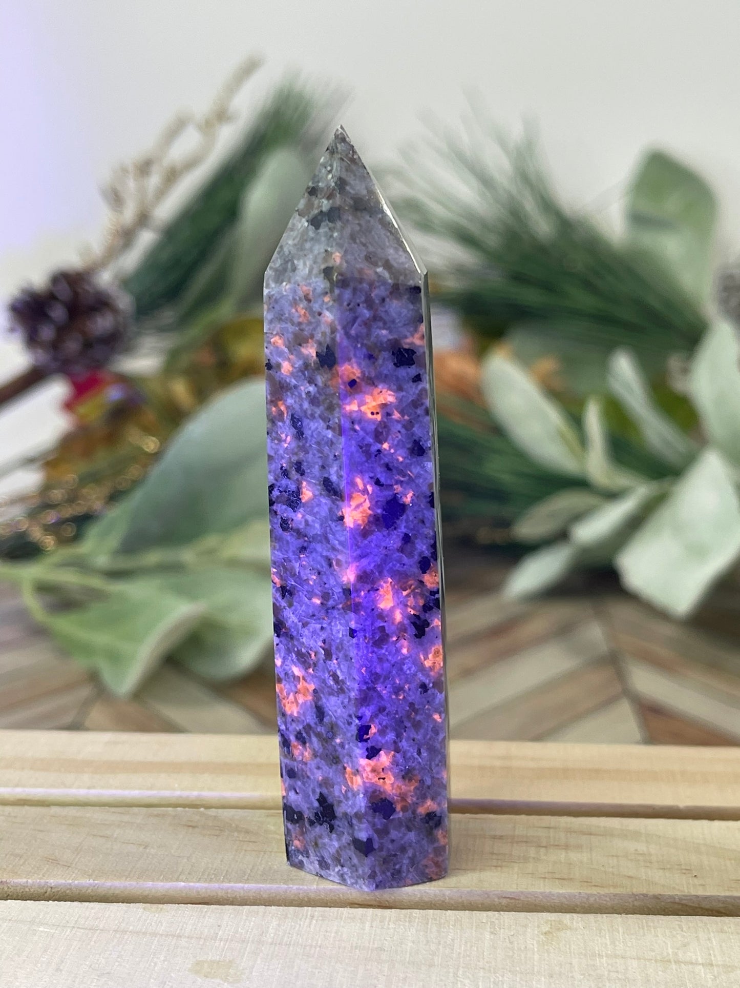 Tower - Yooperlite FireStone Jasper Natural Stone Crystal Obelisk Point - 69g