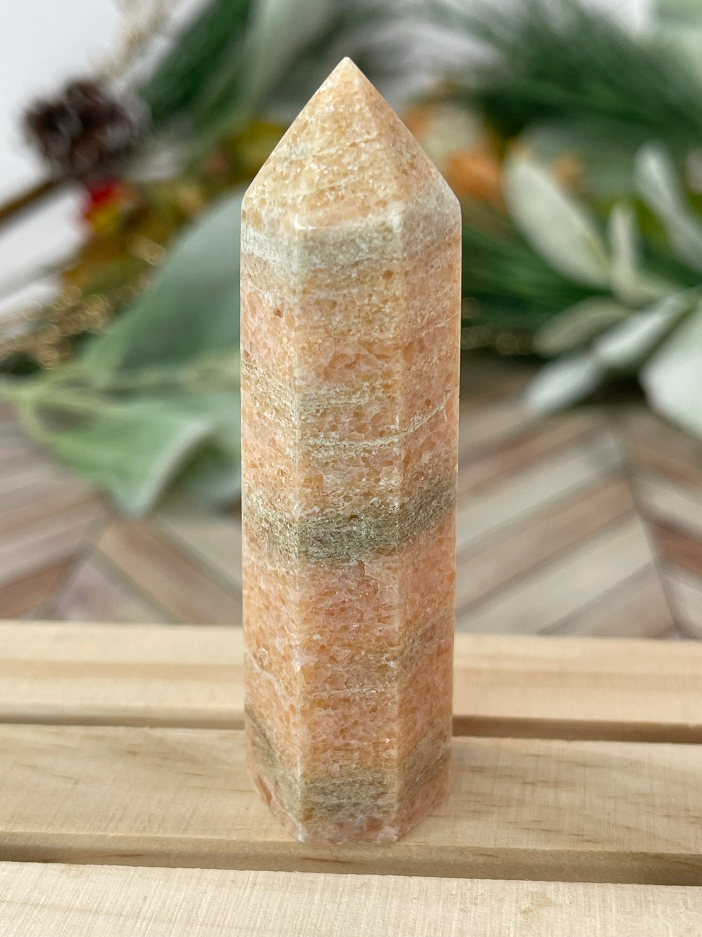 Tower - Sun Sunstone Jasper Natural Stone Crystal Obelisk Point - 58g