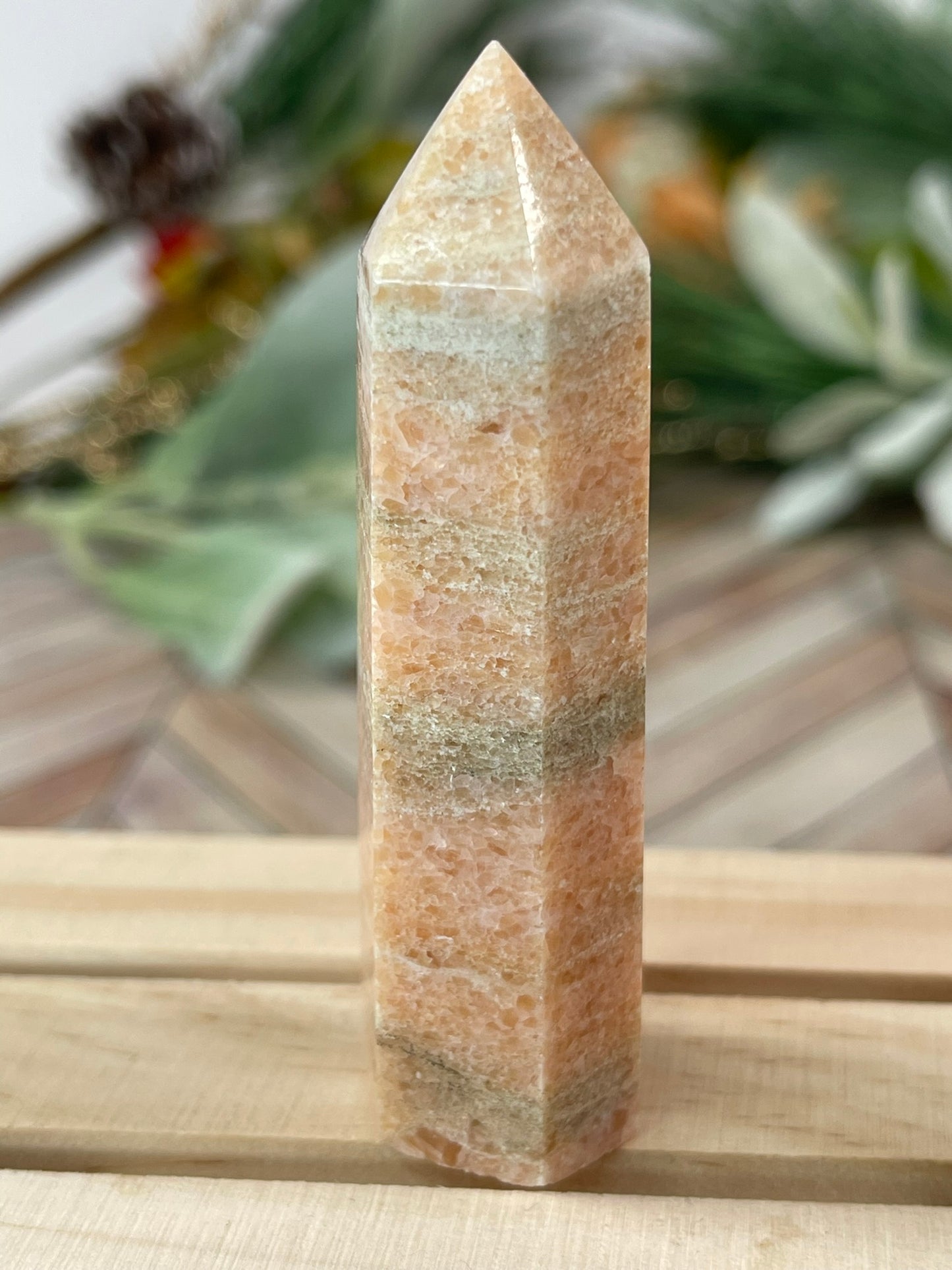 Tower - Sun Sunstone Jasper Natural Stone Crystal Obelisk Point - 58g