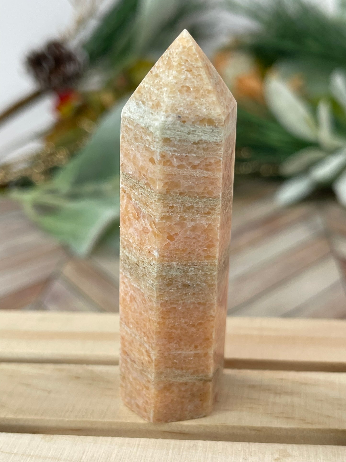 Tower - Sun Sunstone Jasper Natural Stone Crystal Obelisk Point - 58g