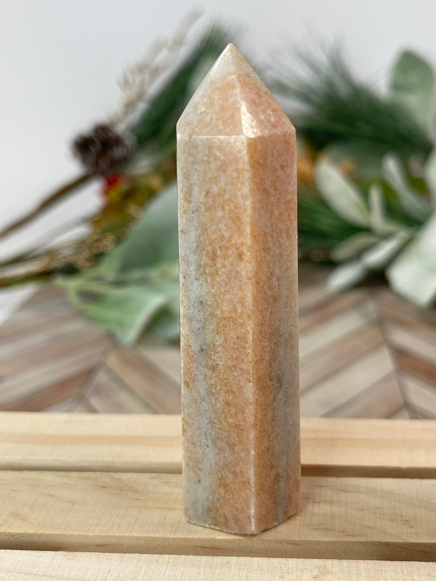 Tower - Sun Sunstone Jasper Natural Stone Crystal Obelisk Point - 84g