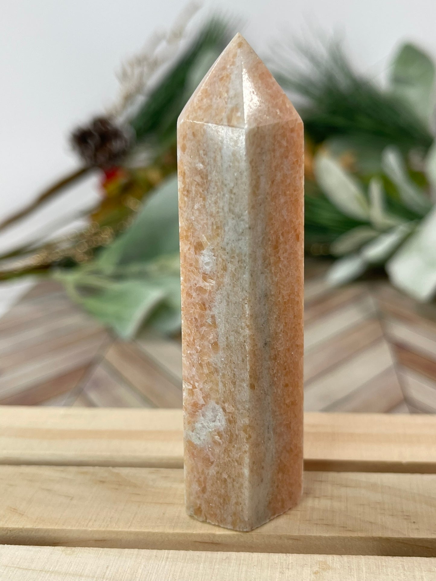 Tower - Sun Sunstone Jasper Natural Stone Crystal Obelisk Point - 84g