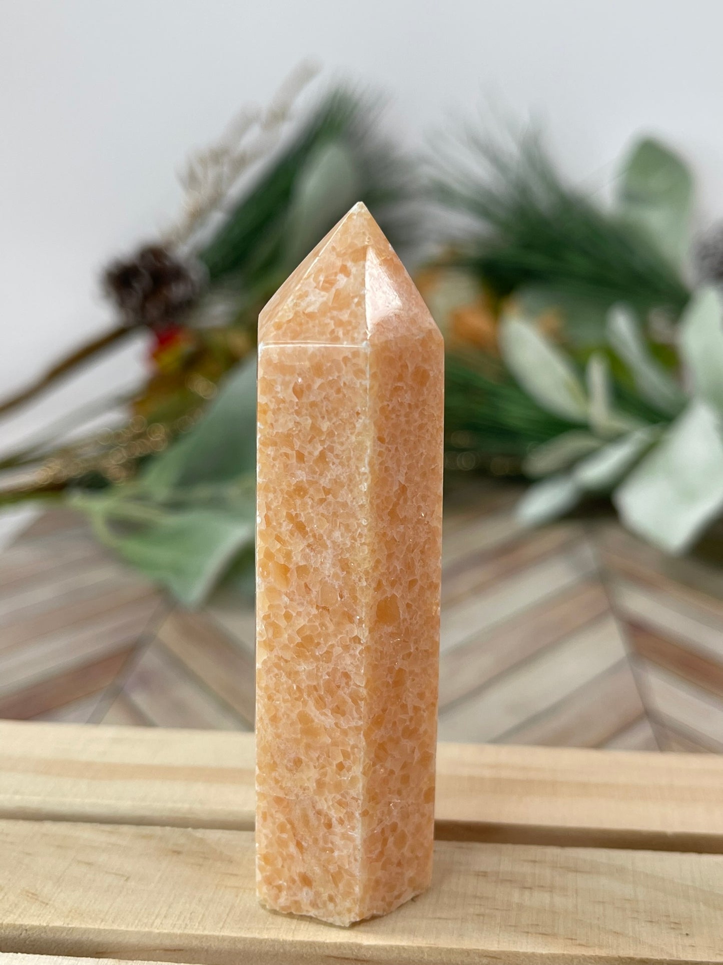 Tower - Sun Sunstone Jasper Natural Stone Crystal Obelisk Point - 75g