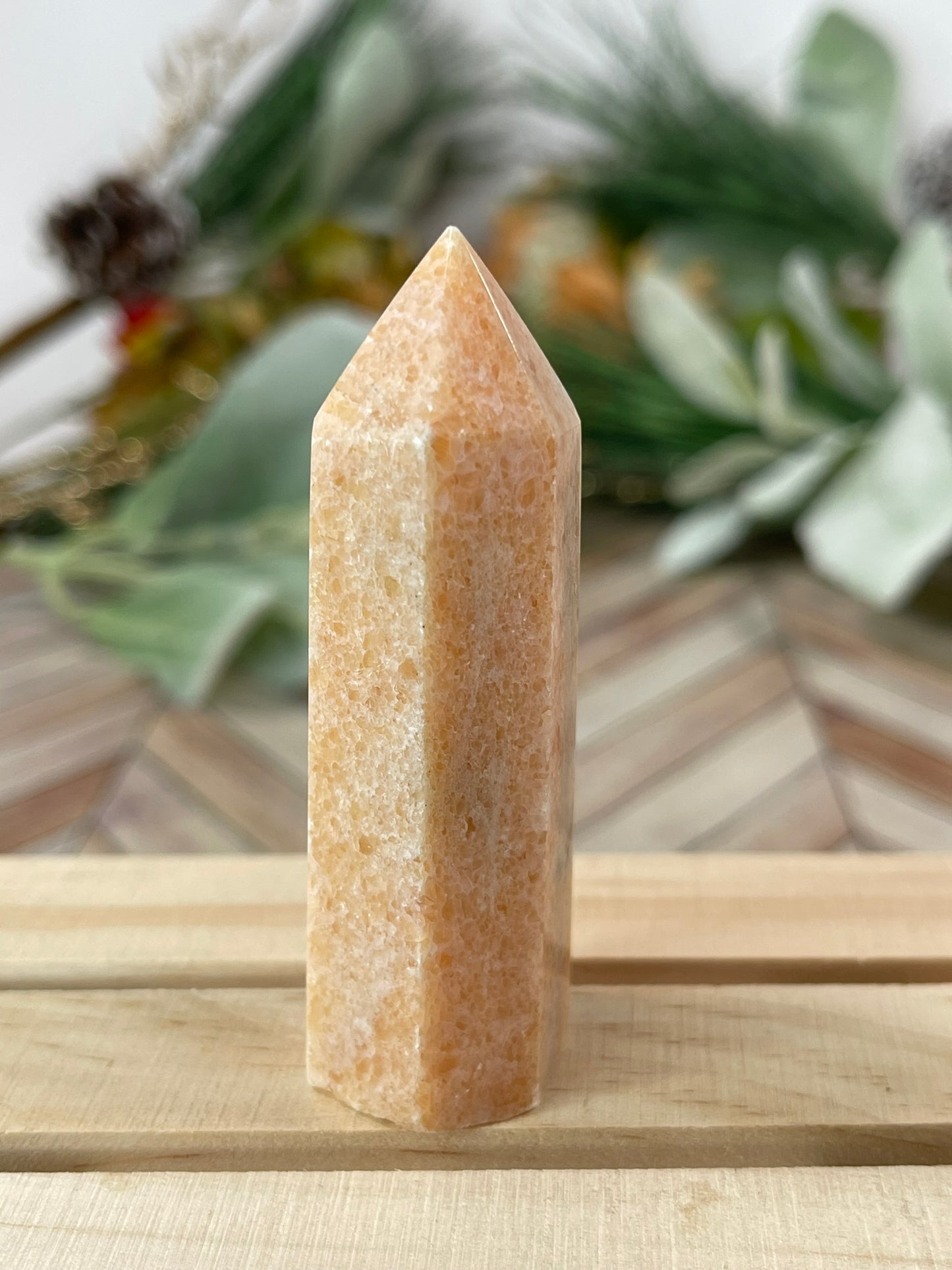 Tower - Sun Sunstone Jasper Natural Stone Crystal Obelisk Point - 60g