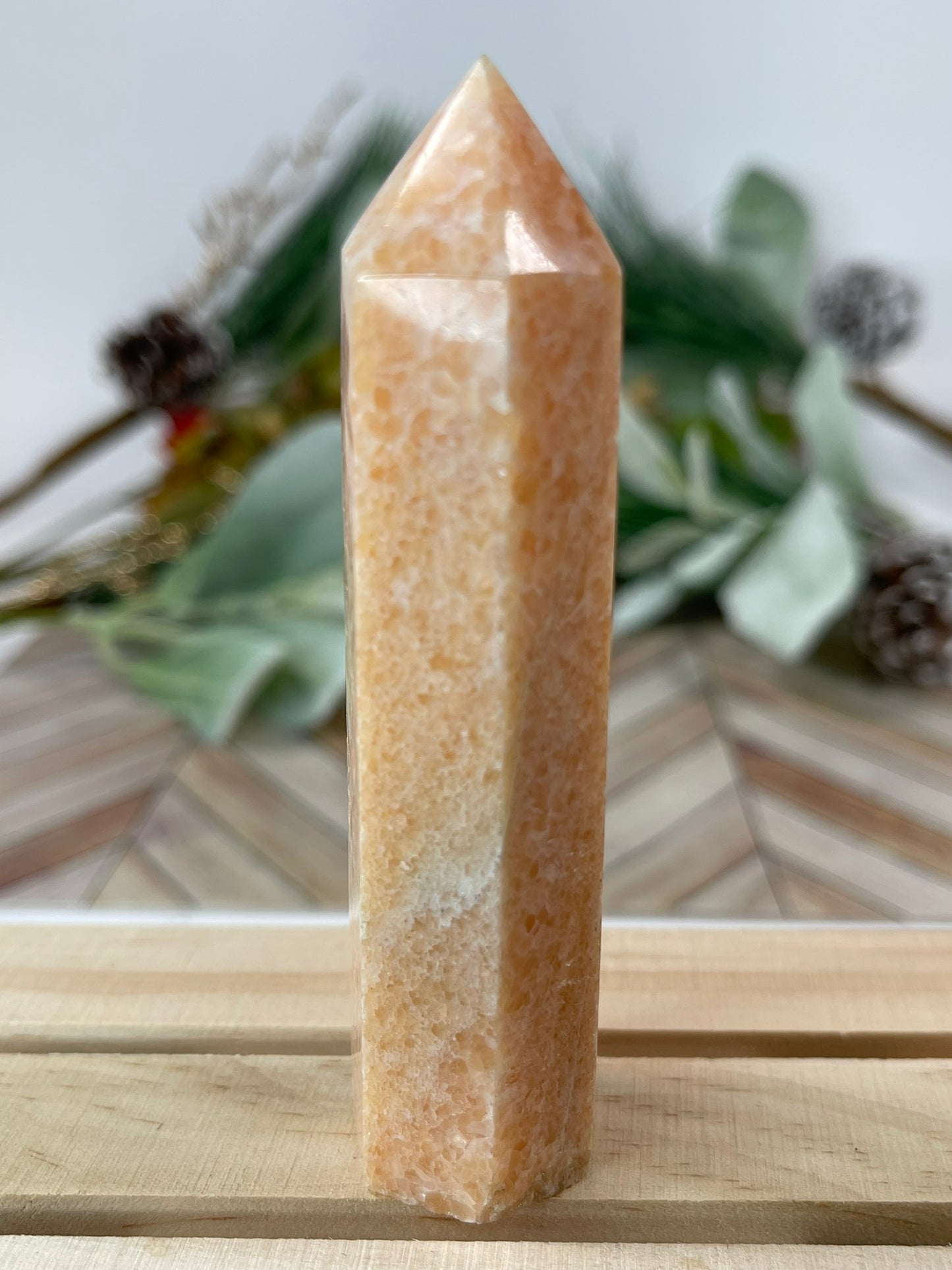 Tower - Sun Sunstone Jasper Natural Stone Crystal Obelisk Point - 92g