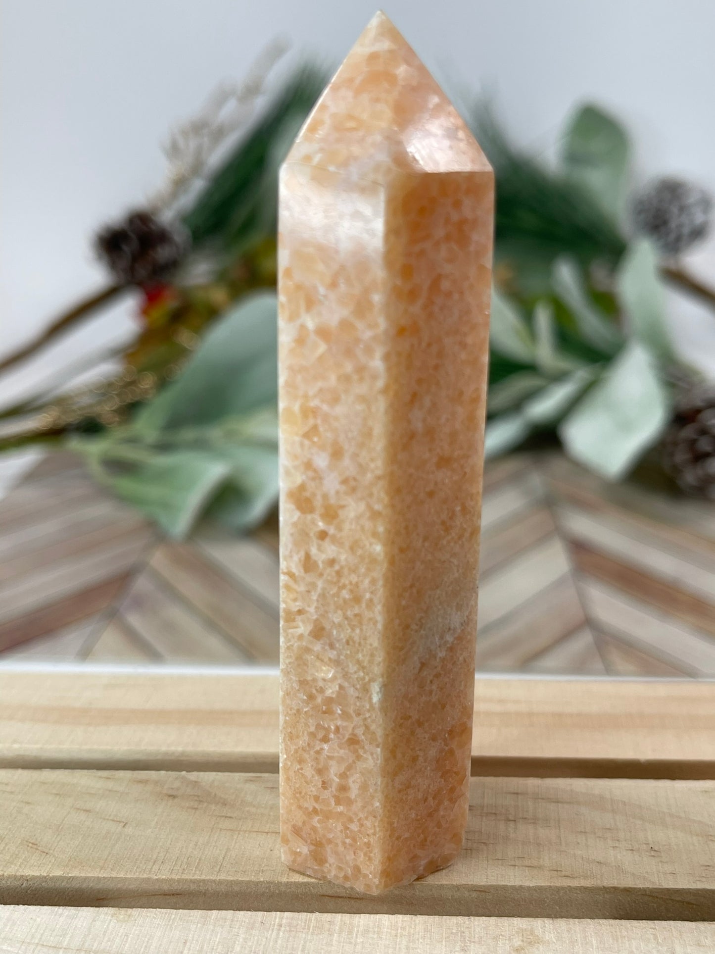 Tower - Sun Sunstone Jasper Natural Stone Crystal Obelisk Point - 92g