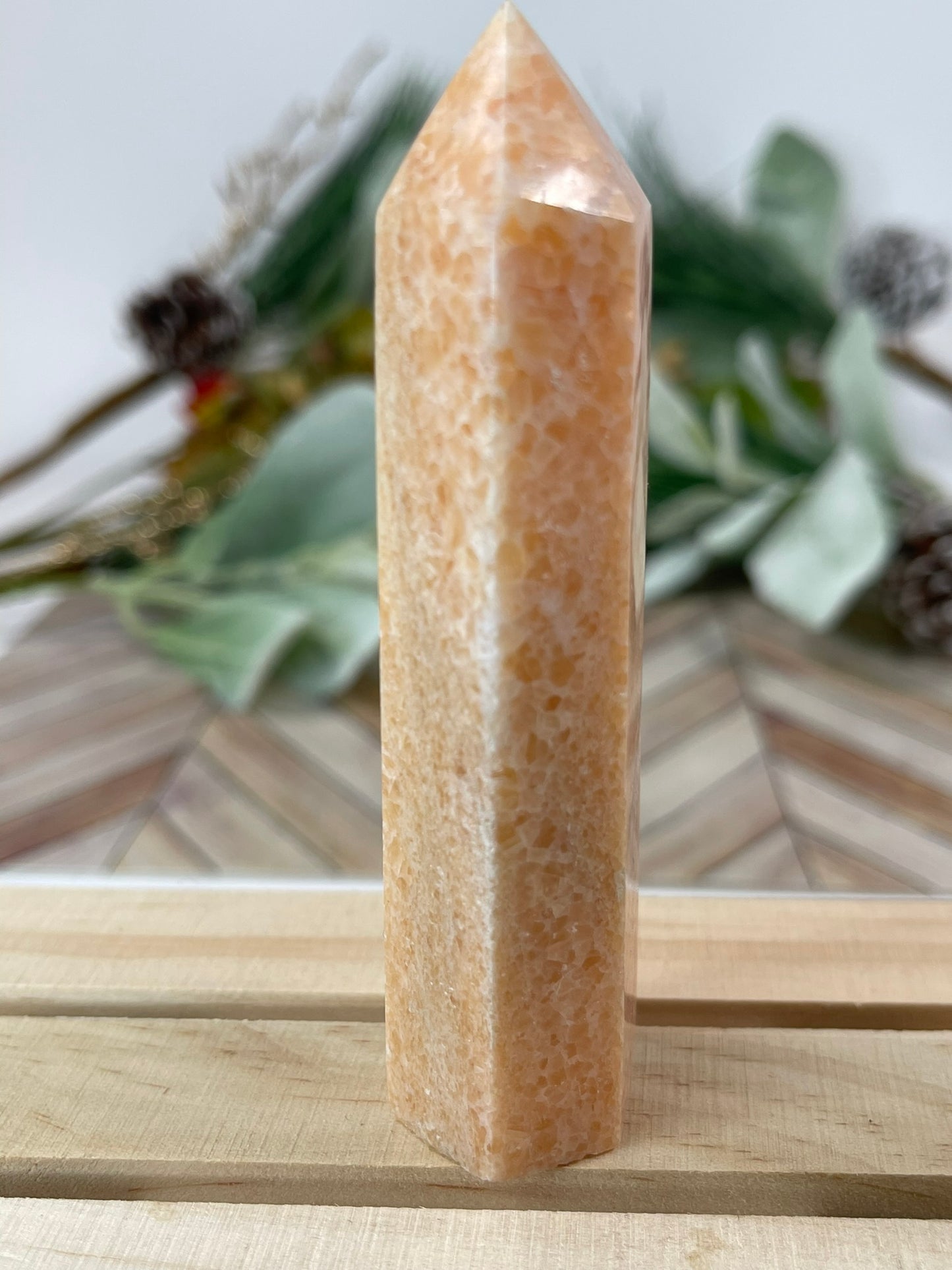 Tower - Sun Sunstone Jasper Natural Stone Crystal Obelisk Point - 92g