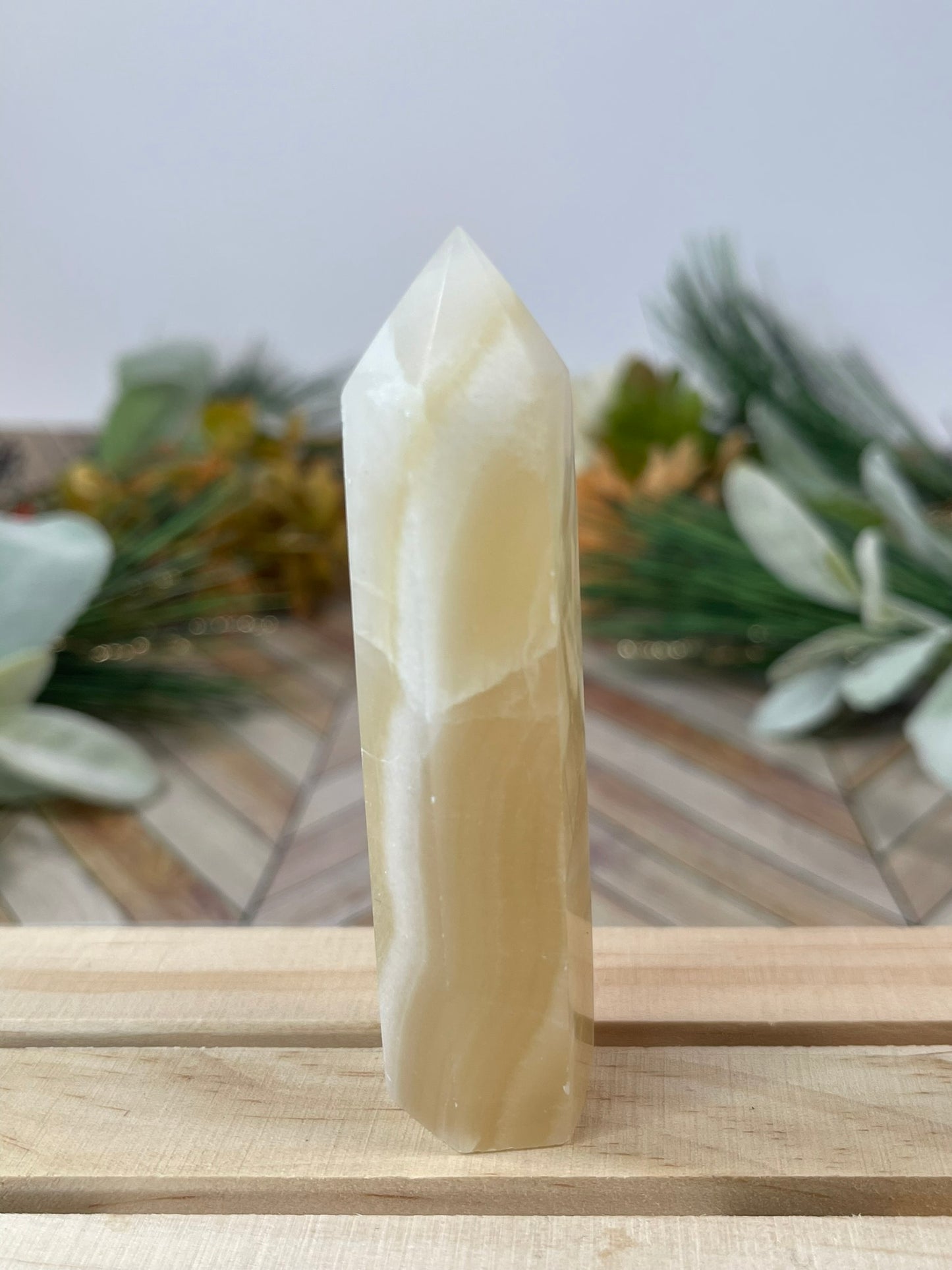 Tower - Natural Afghanistan Calcite Quartz Crystal Jasper Obelisk Point Tower - 79g - 8.8cm