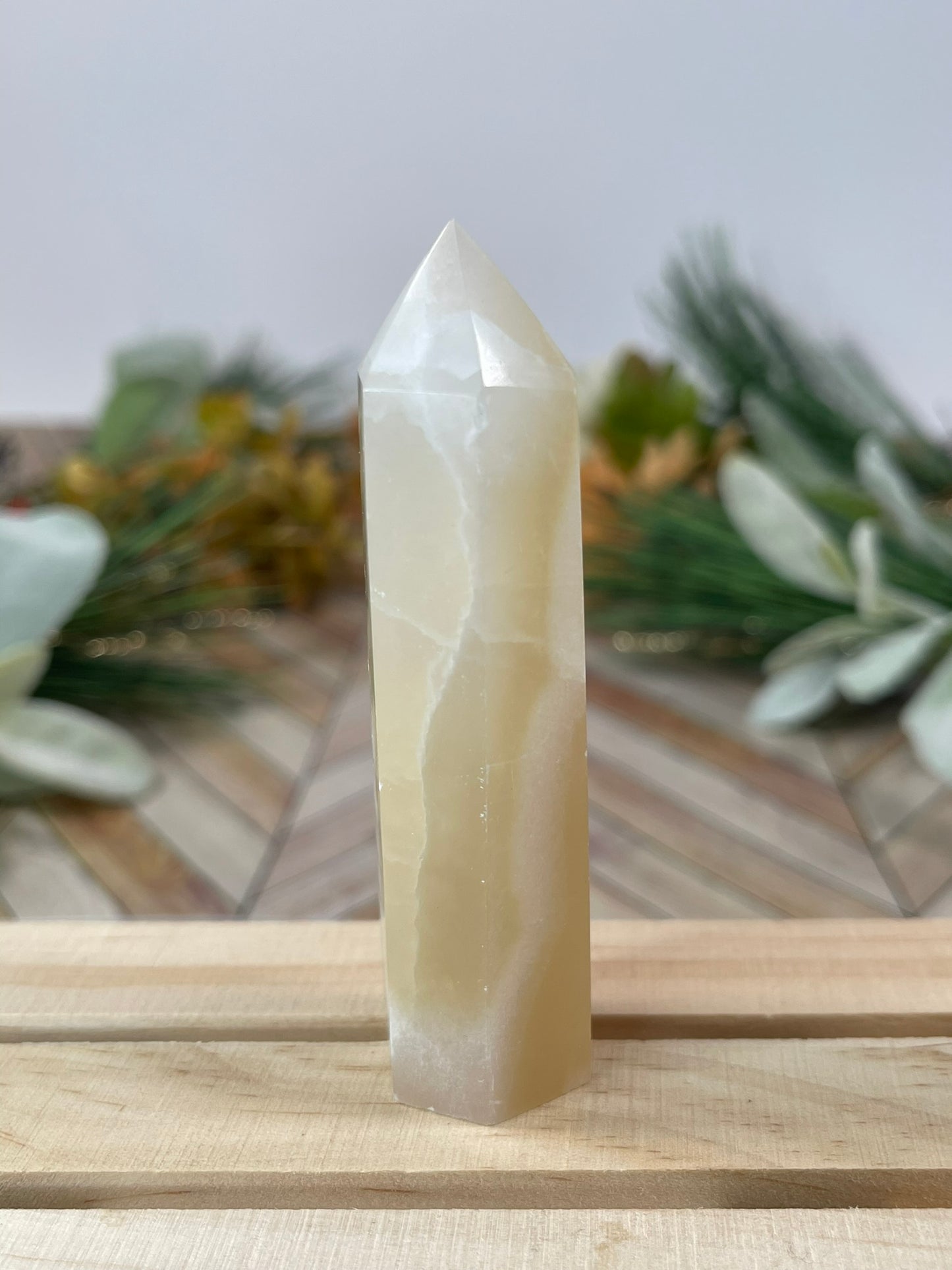 Tower - Natural Afghanistan Calcite Quartz Crystal Jasper Obelisk Point Tower - 79g - 8.8cm