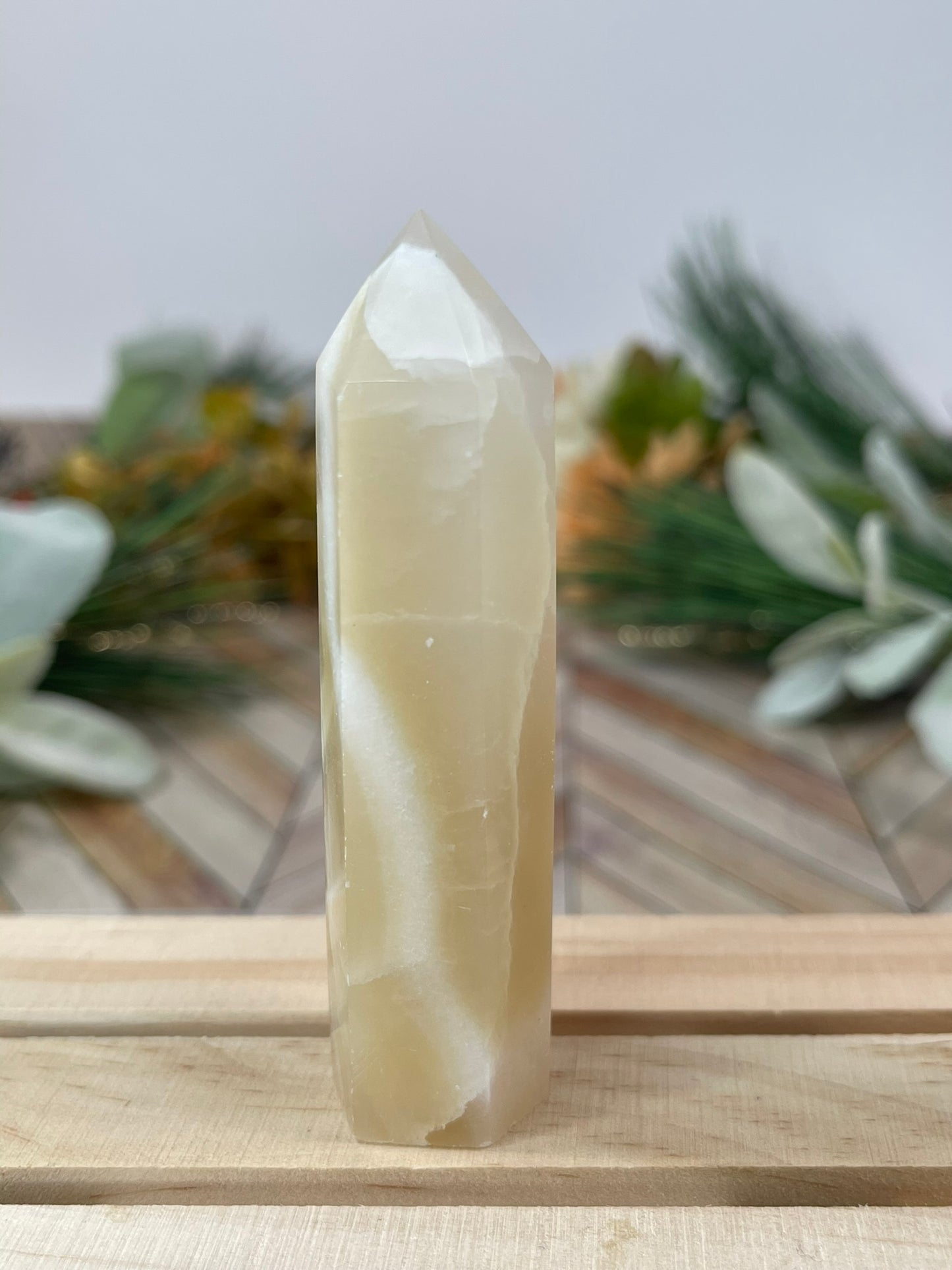 Tower - Natural Afghanistan Calcite Quartz Crystal Jasper Obelisk Point Tower - 79g - 8.8cm