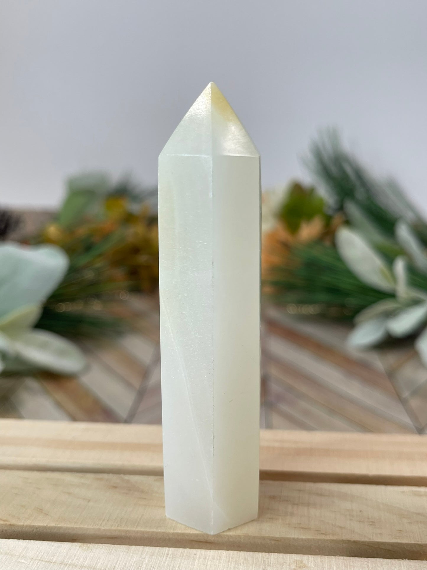 Tower - Natural Afghanistan Calcite Quartz Crystal Jasper Obelisk Point Tower - 88g - 9.6cm