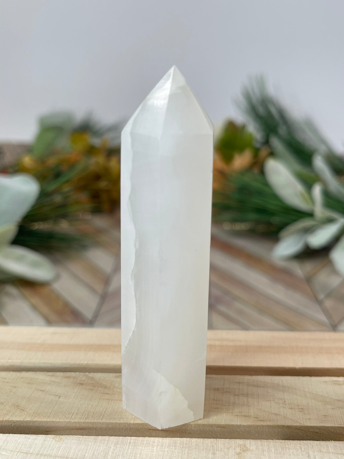 Tower - Natural Afghanistan Calcite Quartz Crystal Jasper Obelisk Point Tower - 87g - 9cm