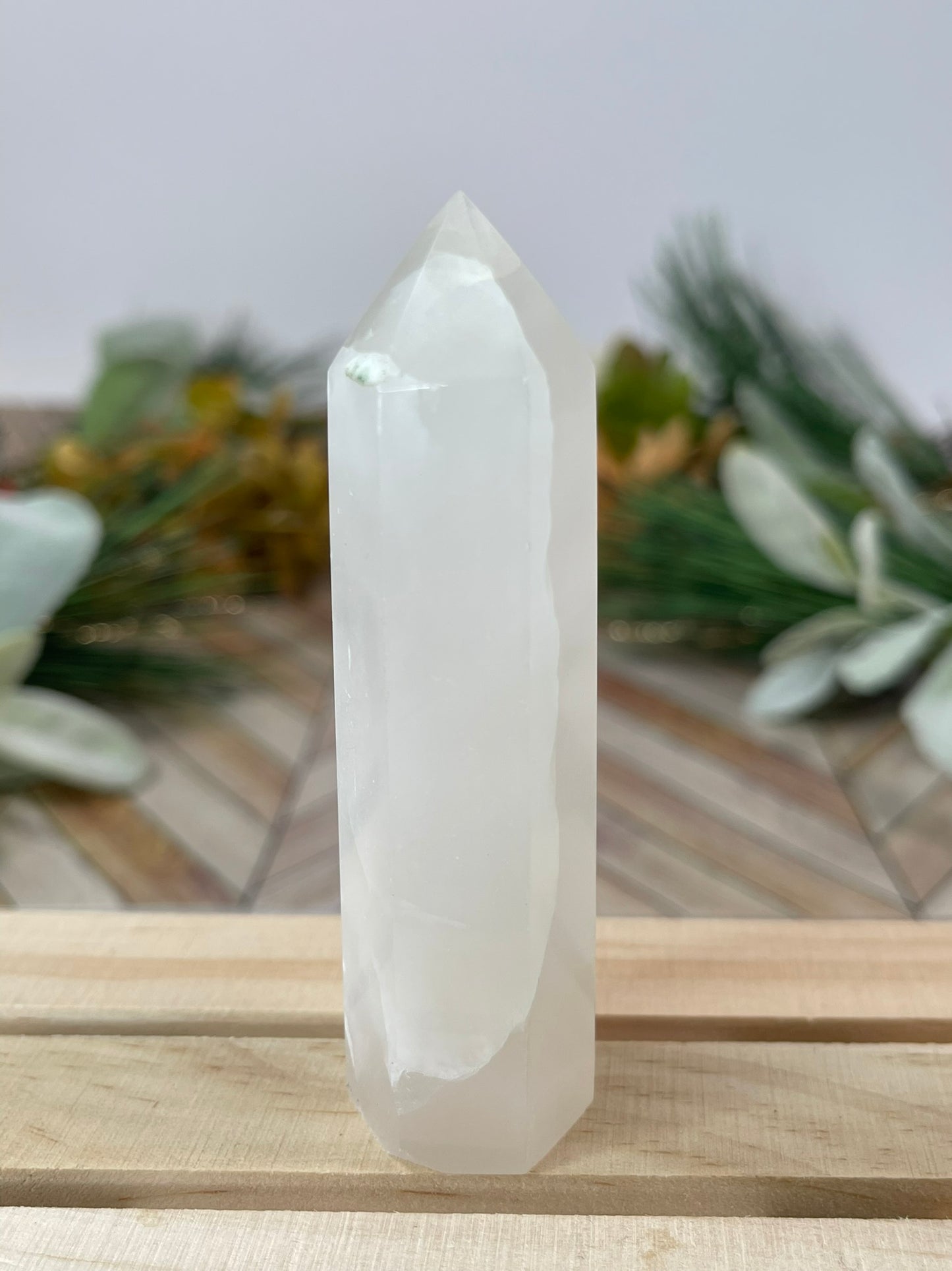 Tower - Natural Afghanistan Calcite Quartz Crystal Jasper Obelisk Point Tower - 87g - 9cm