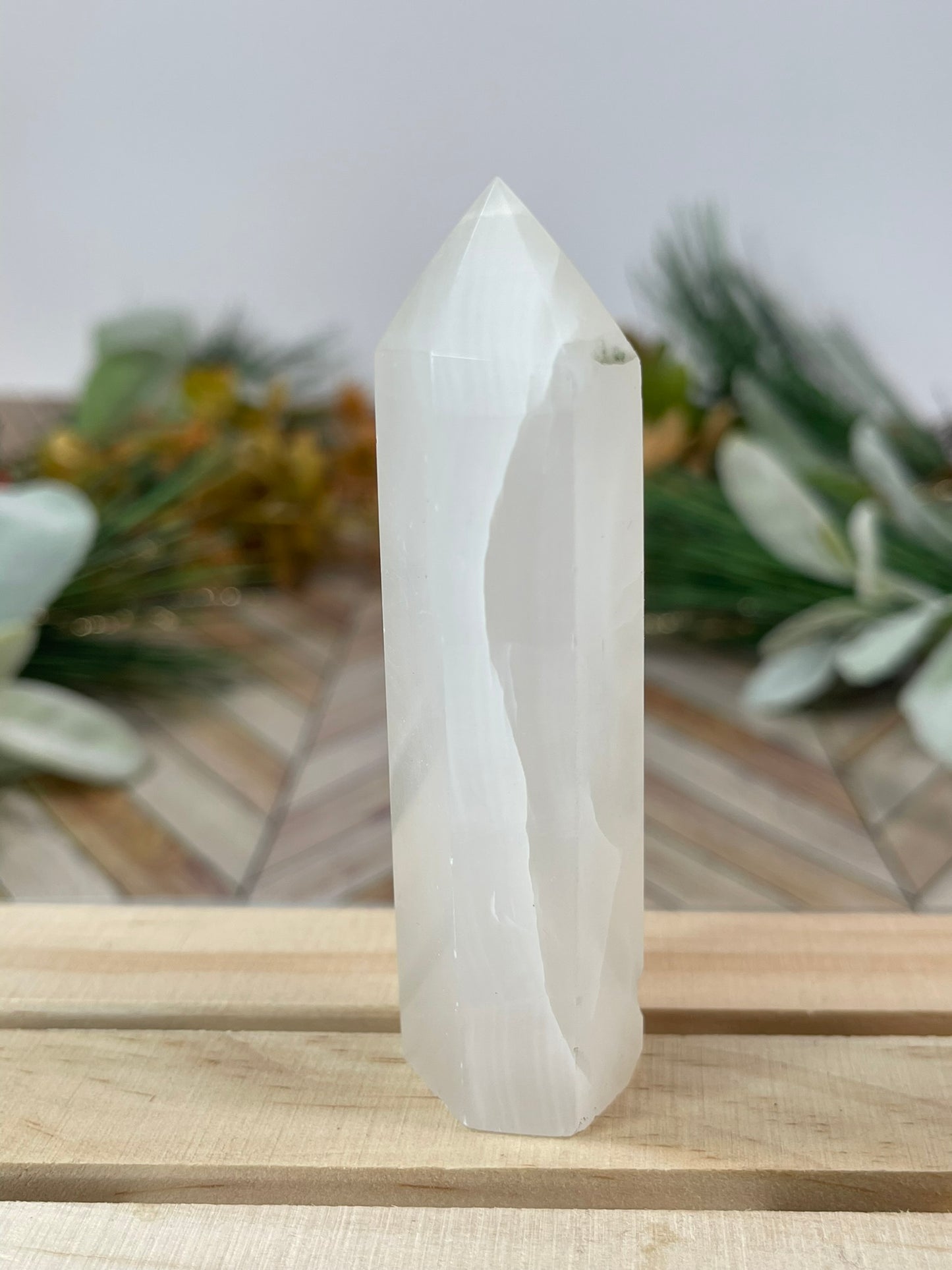 Tower - Natural Afghanistan Calcite Quartz Crystal Jasper Obelisk Point Tower - 87g - 9cm